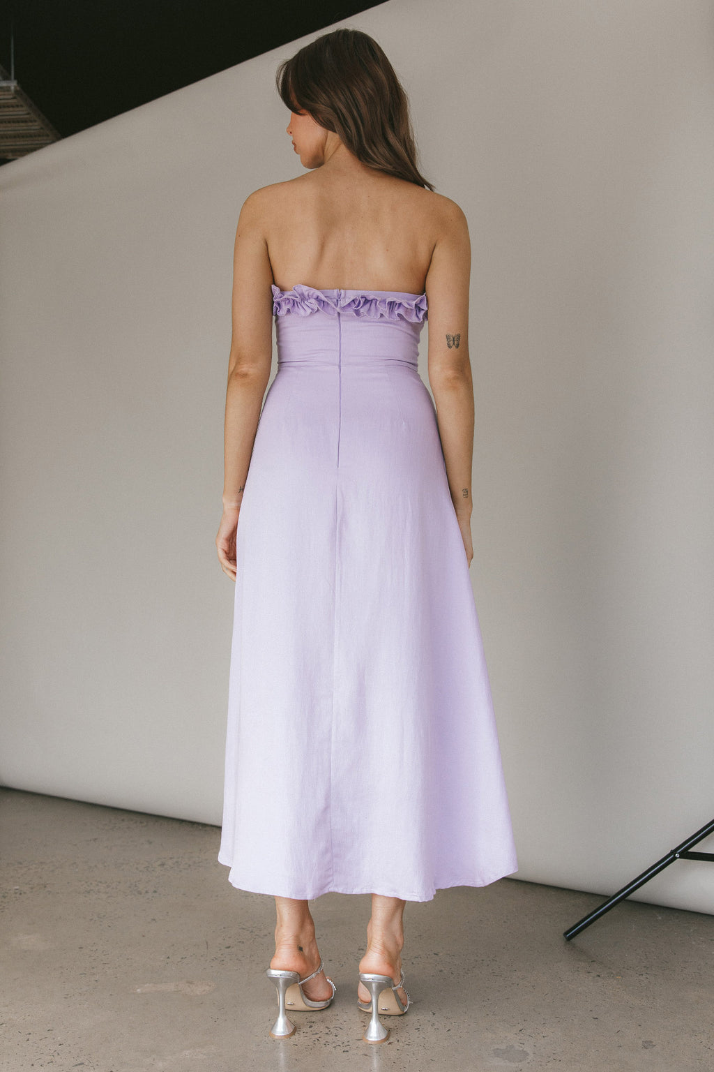 Under The Sun Tied Bust Midi Dress Lilac by Selfie Leslie