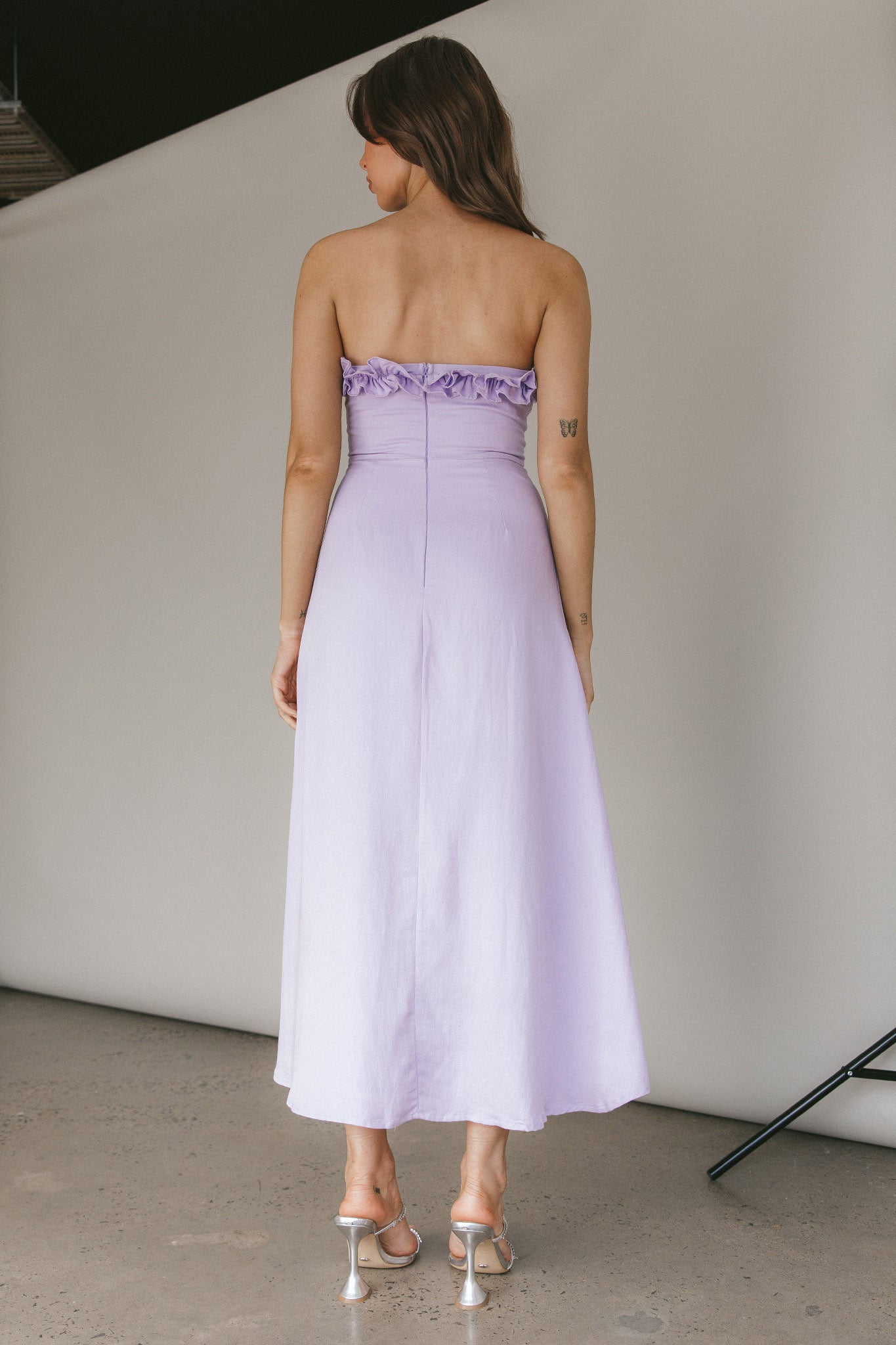 Under The Sun Tied Bust Midi Dress Lilac by Selfie Leslie