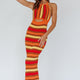 French Riviera Halterneck Knit Maxi Dress Brown/Orange