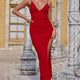 Never Leaving Diamante Lace-Up Maxi Dress Red