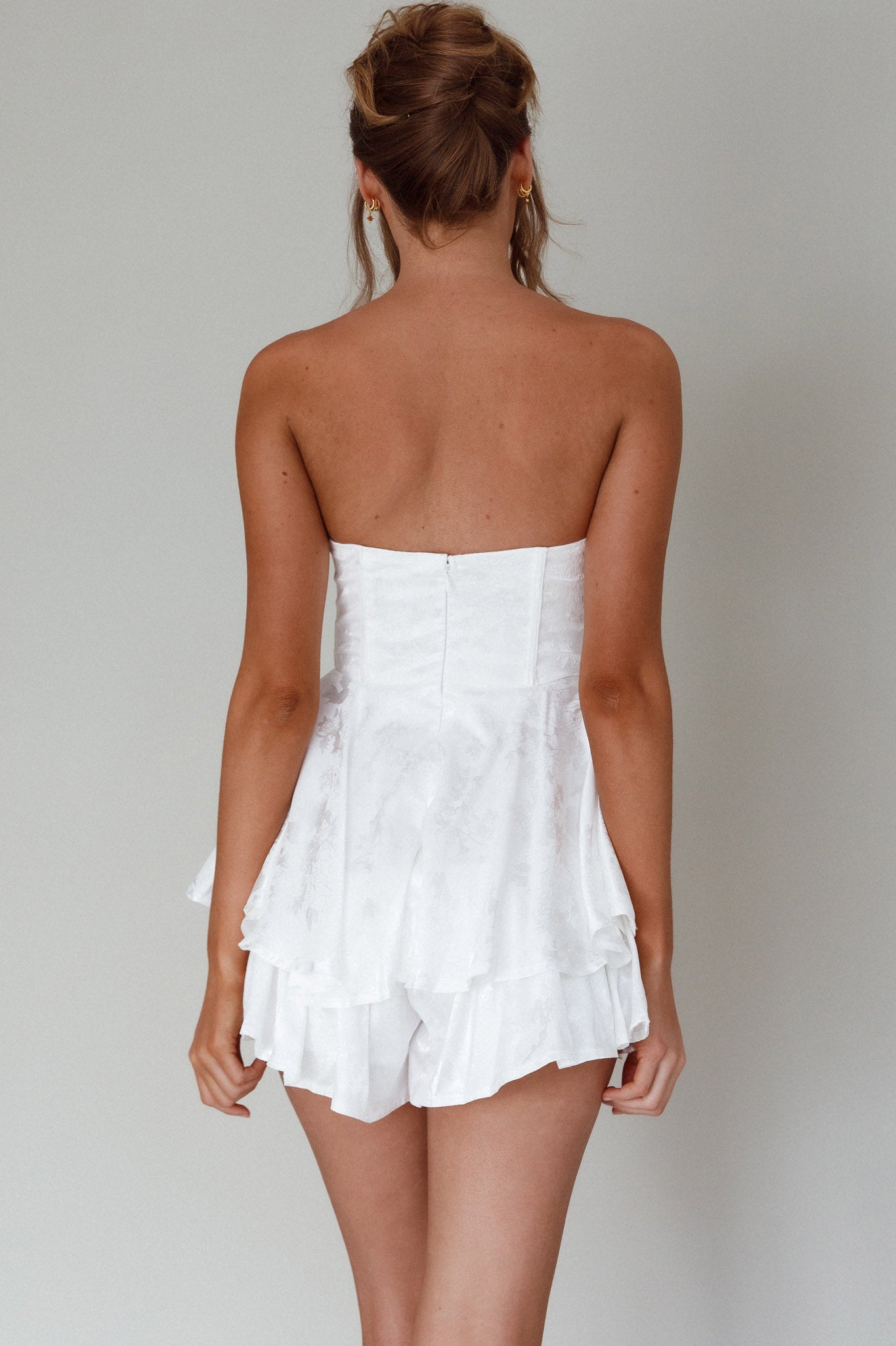 Paris Muse Gathered Bust Romper White by Selfie Leslie