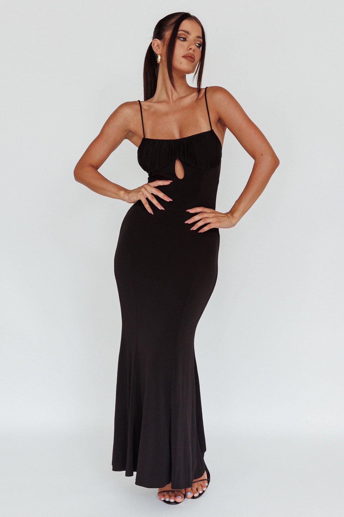 Marcella Keyhole Bust Maxi Dress Black by Selfie Leslie