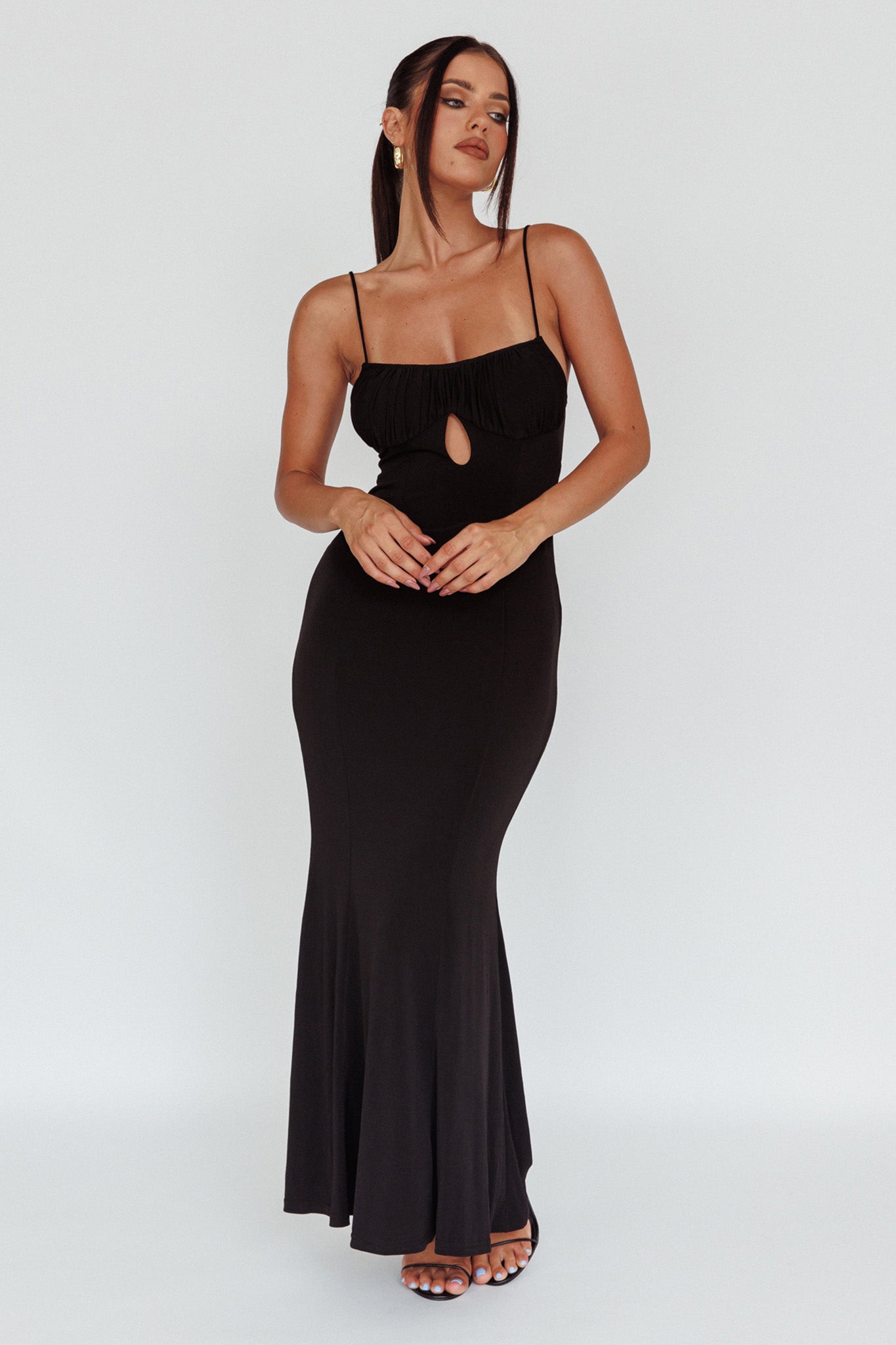 Marcella Keyhole Bust Maxi Dress Black by Selfie Leslie