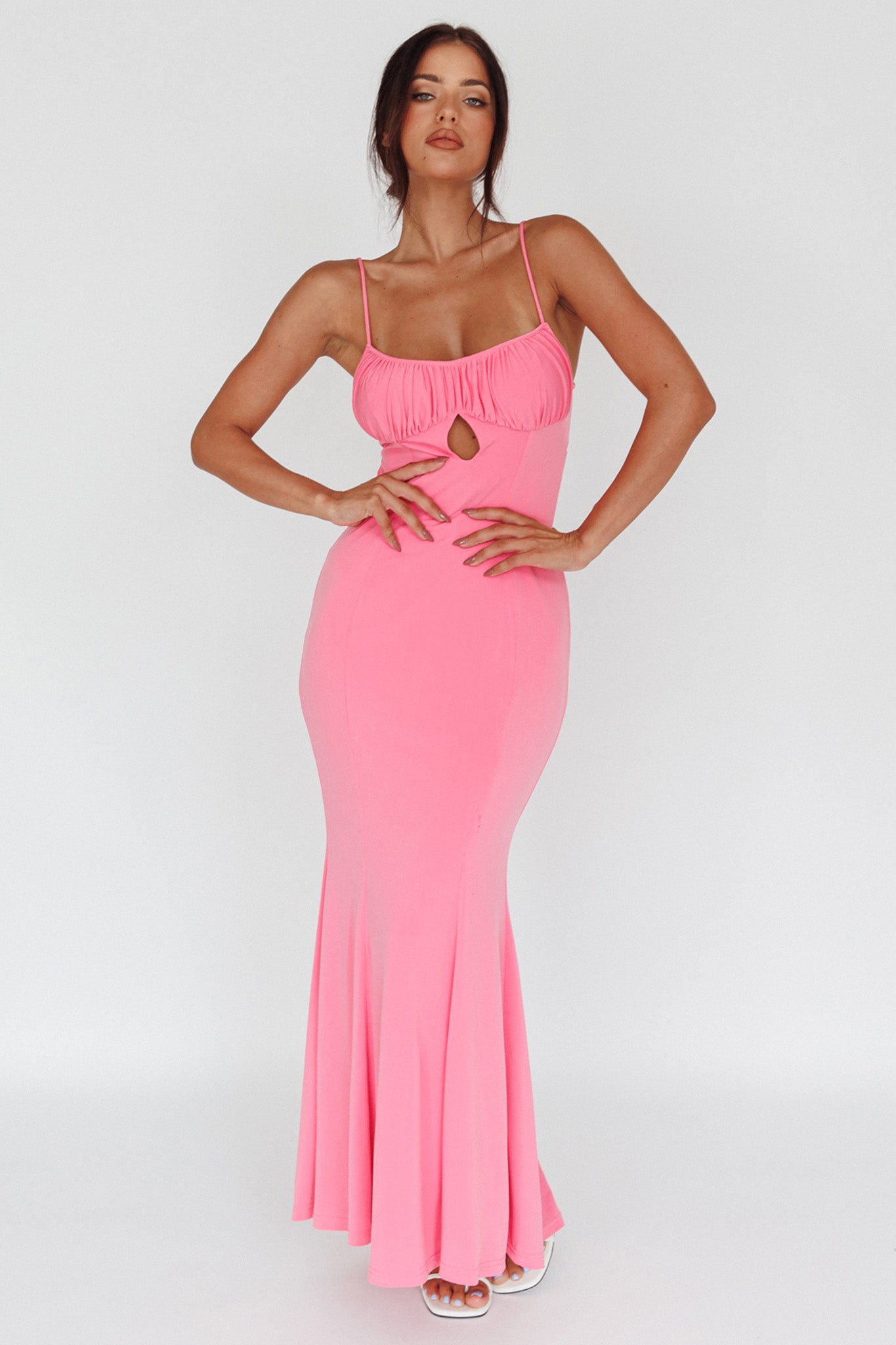 Marcella Keyhole Bust Maxi Dress Pink– Selfie Leslie