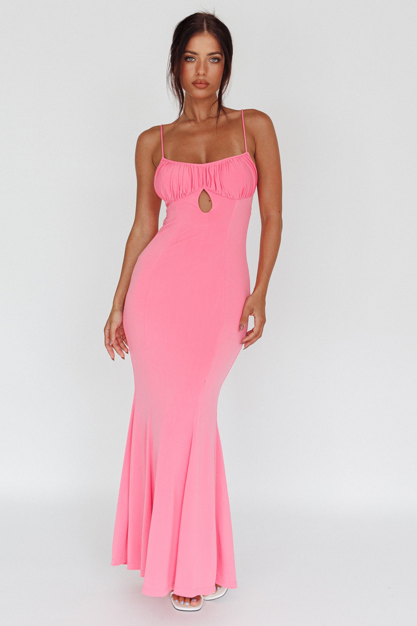 Marcella Keyhole Bust Maxi Dress Pink by Selfie Leslie