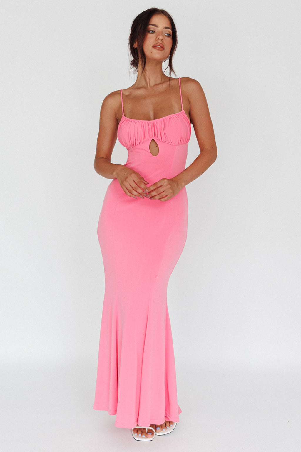 Marcella Keyhole Bust Maxi Dress Pink by Selfie Leslie