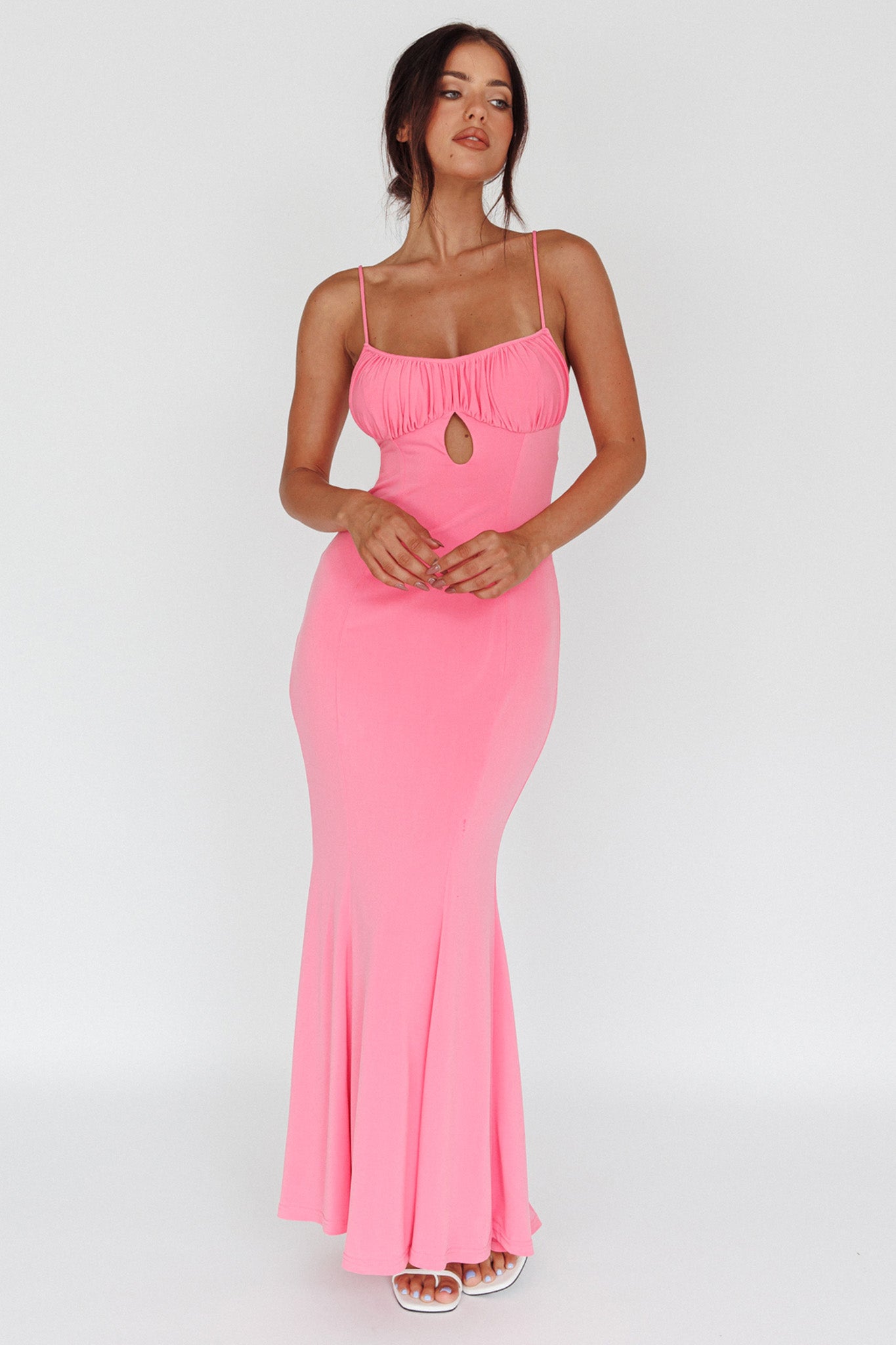 Marcella Keyhole Bust Maxi Dress Pink by Selfie Leslie