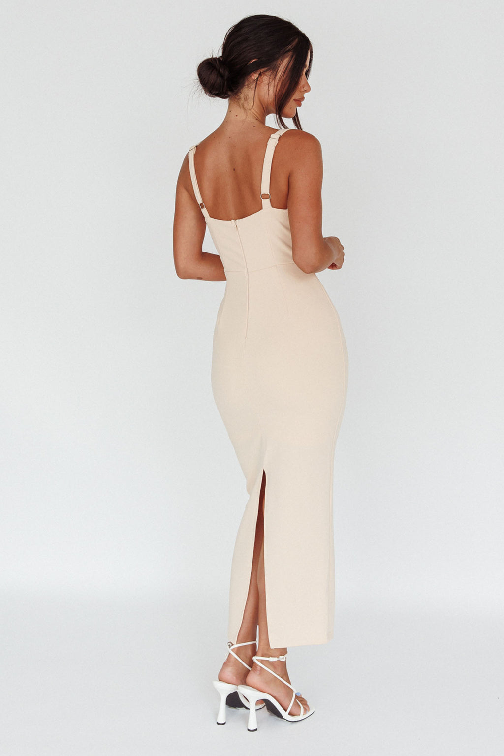 Winter Garden U-Neckline Maxi Dress Beige by Selfie Leslie