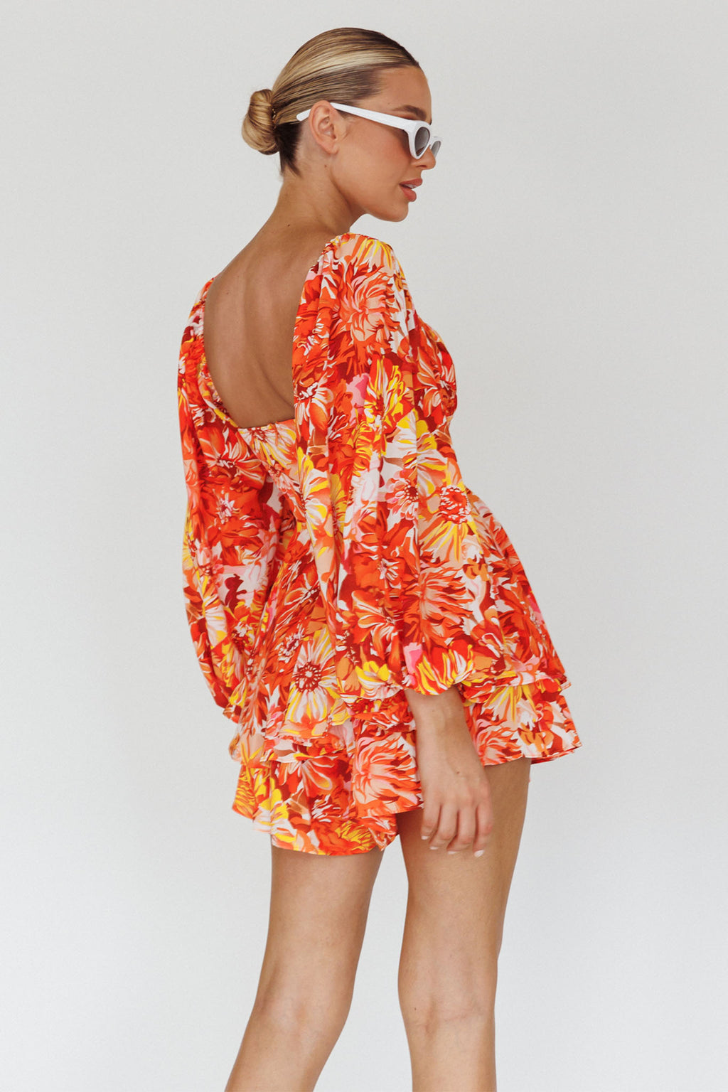 Evanice Shirred Waist Romper Floral Yellow by Selfie Leslie