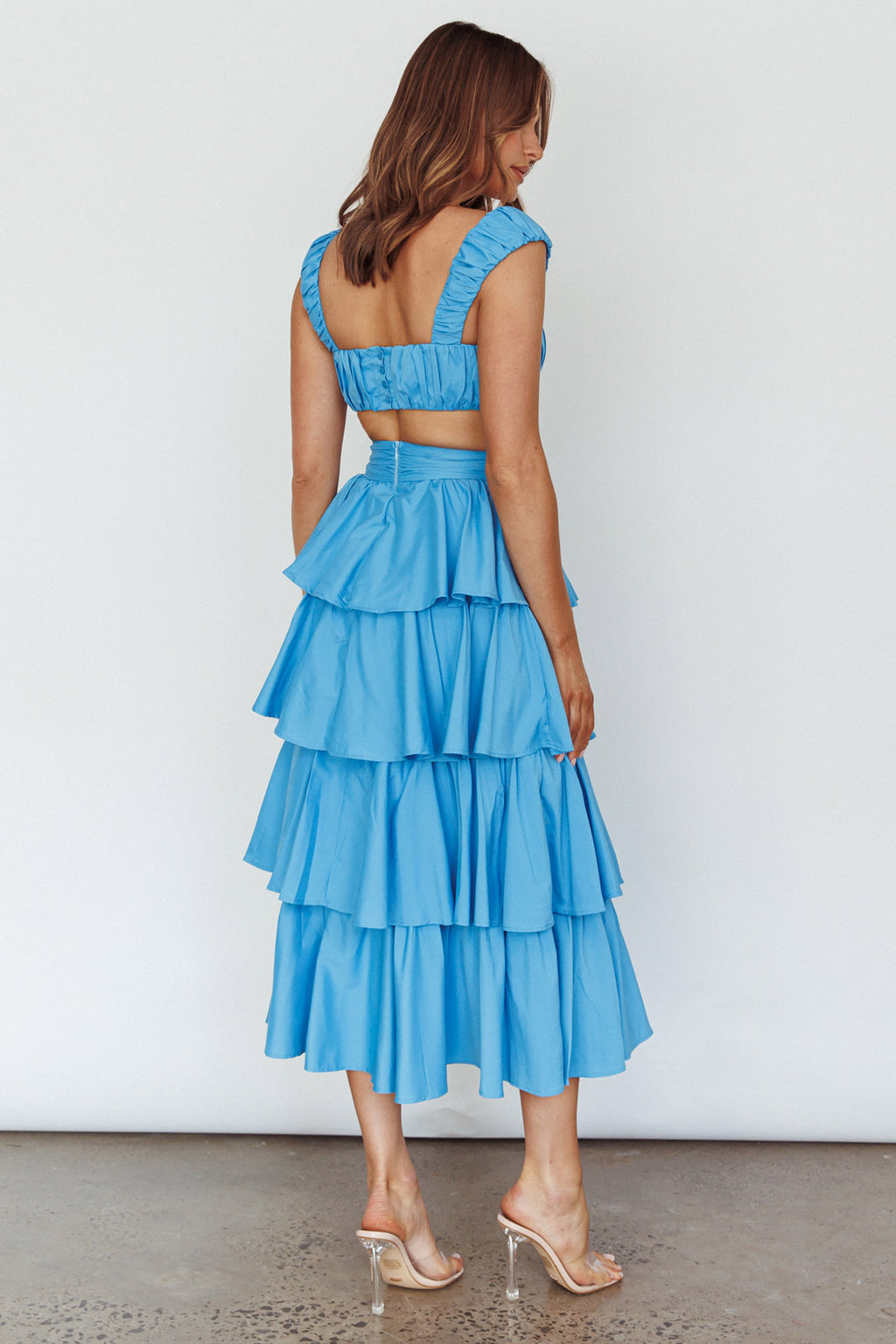 Suenito Tiered Frill Maxi Skirt Blue by Selfie Leslie