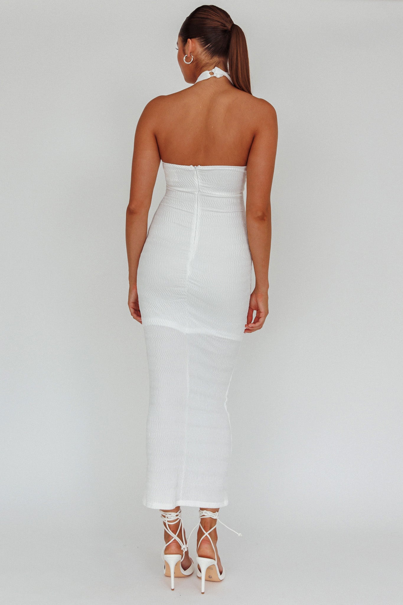 Mari Halterneck Midi Dress White by Selfie Leslie