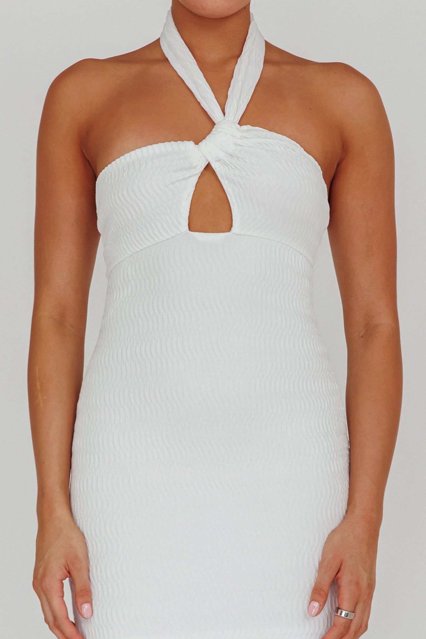 Mari Halterneck Midi Dress White by Selfie Leslie