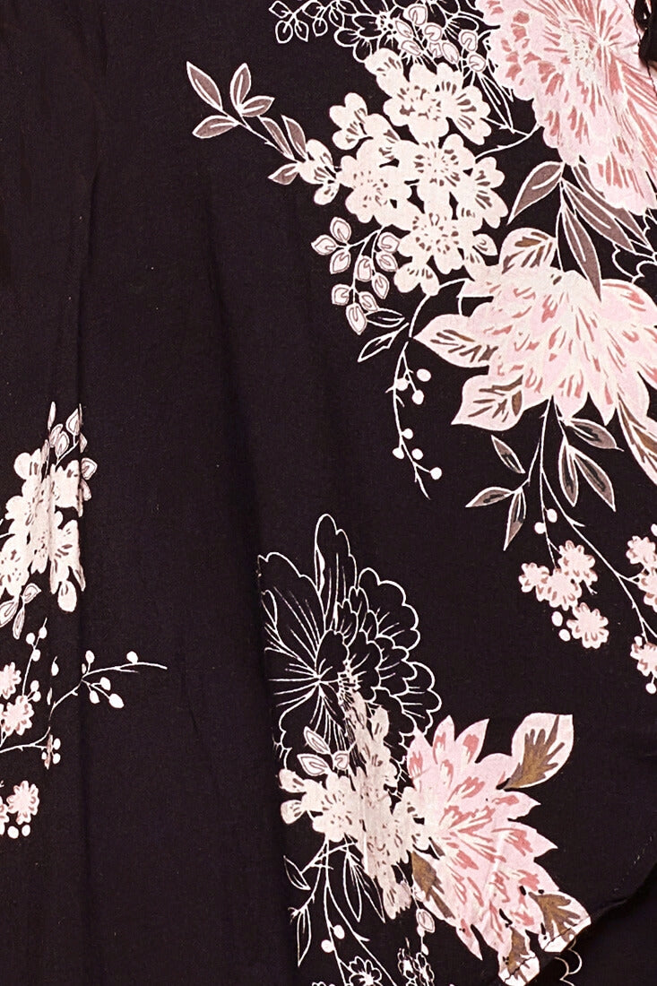 Gloria Elegant Floral Mini Dress Black by Selfie Leslie