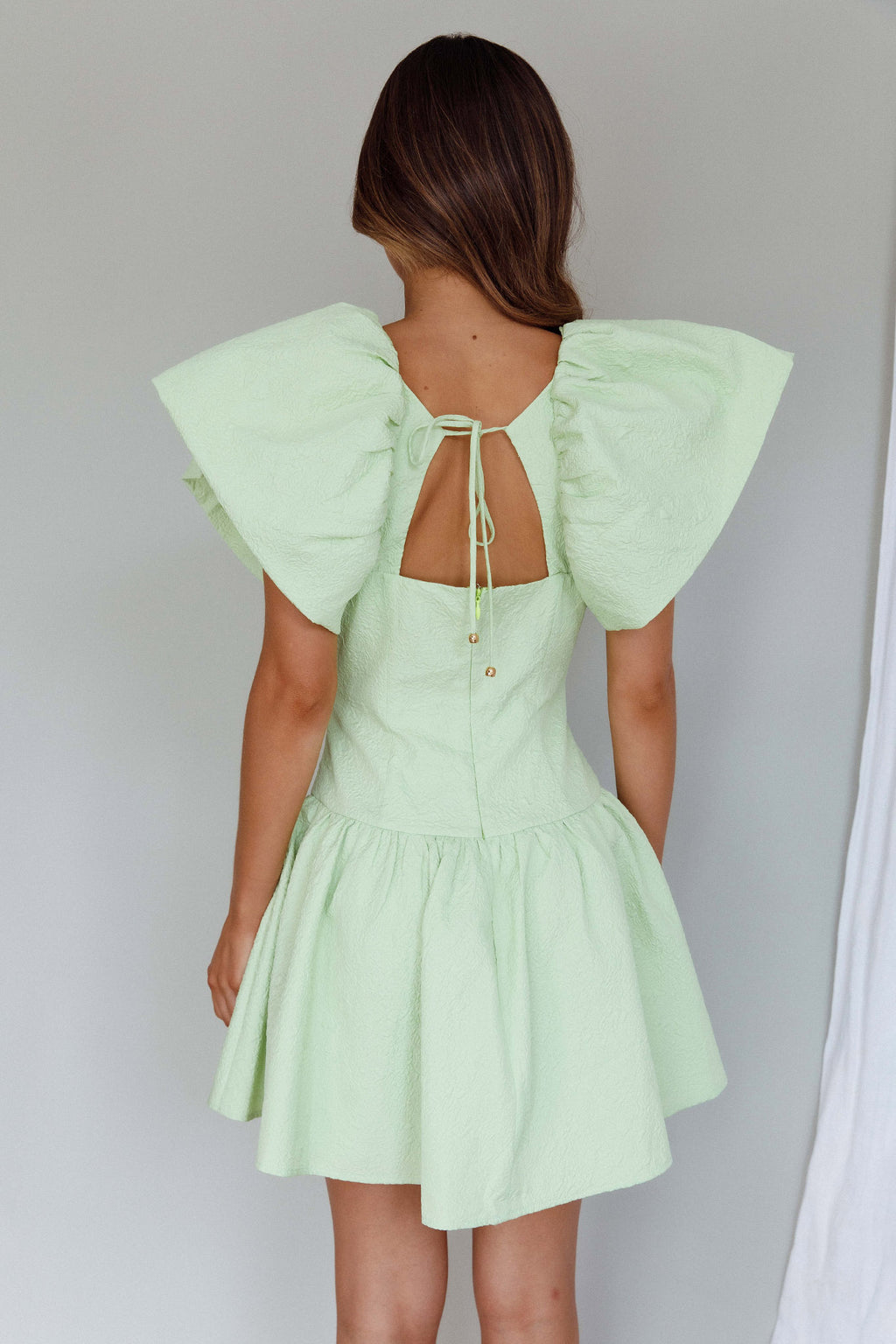 Self Love Flounce Hem Dress Lime by Selfie Leslie