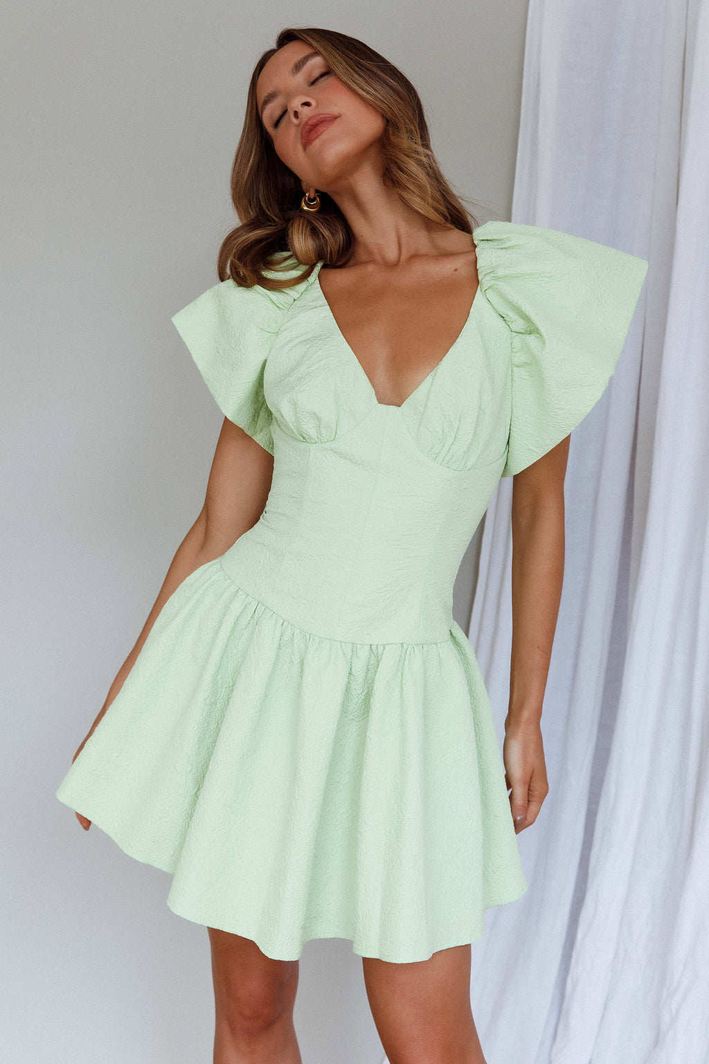 Self Love Flounce Hem Dress Lime by Selfie Leslie