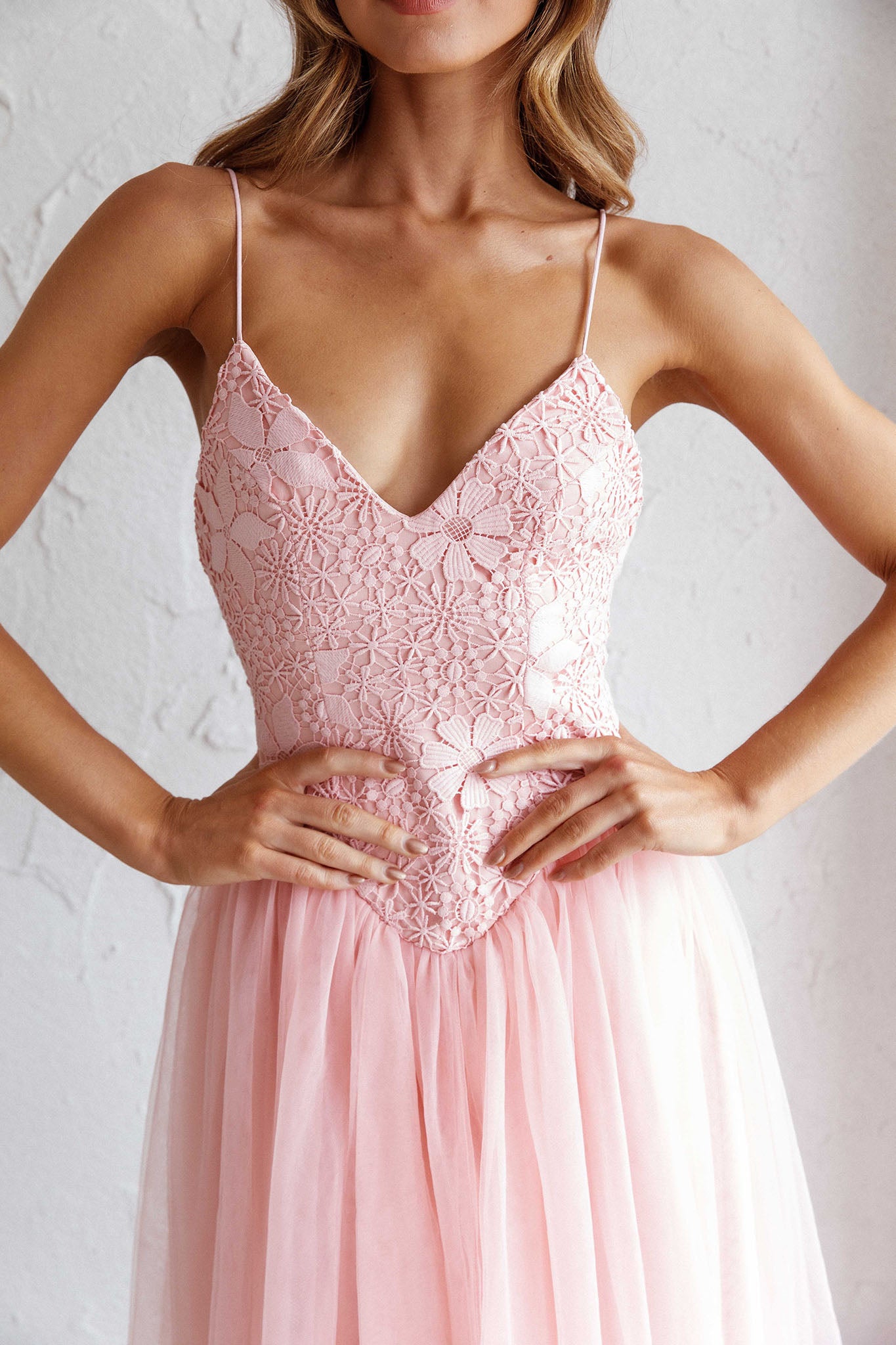 Novoli Floral Embroidery Midi Dress Blush by Selfie Leslie