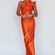 NY Moment Wide Ruffle Shoulder Dress Orange