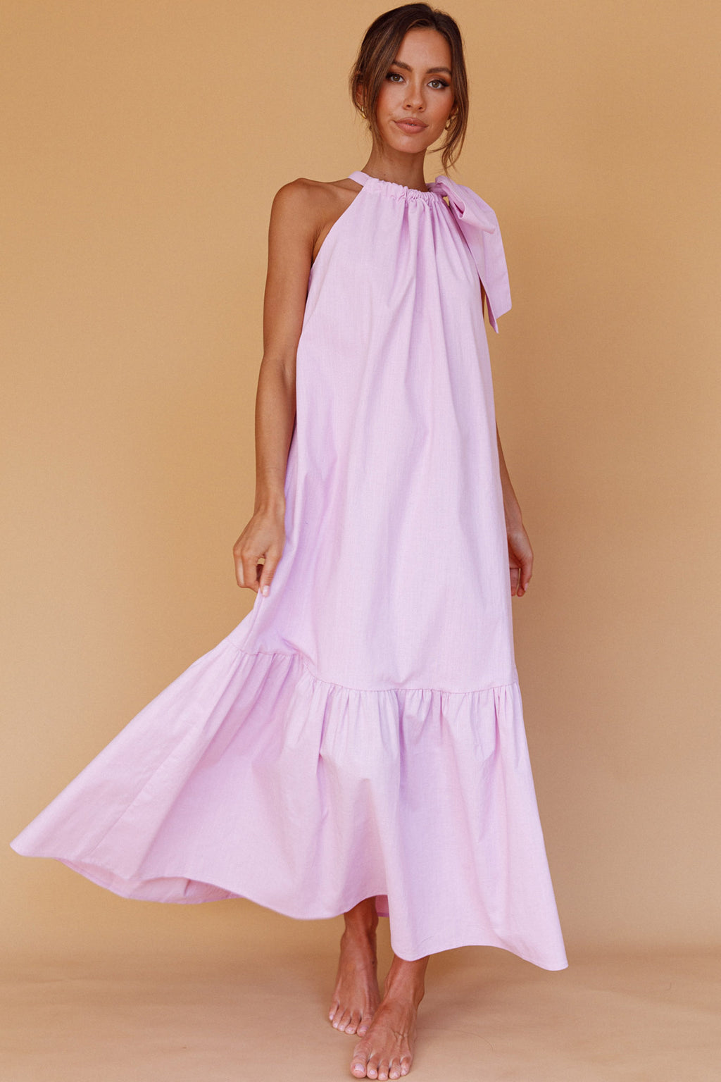 Cruise Shoulder Tie Maxi Dress Lilac by Selfie Leslie