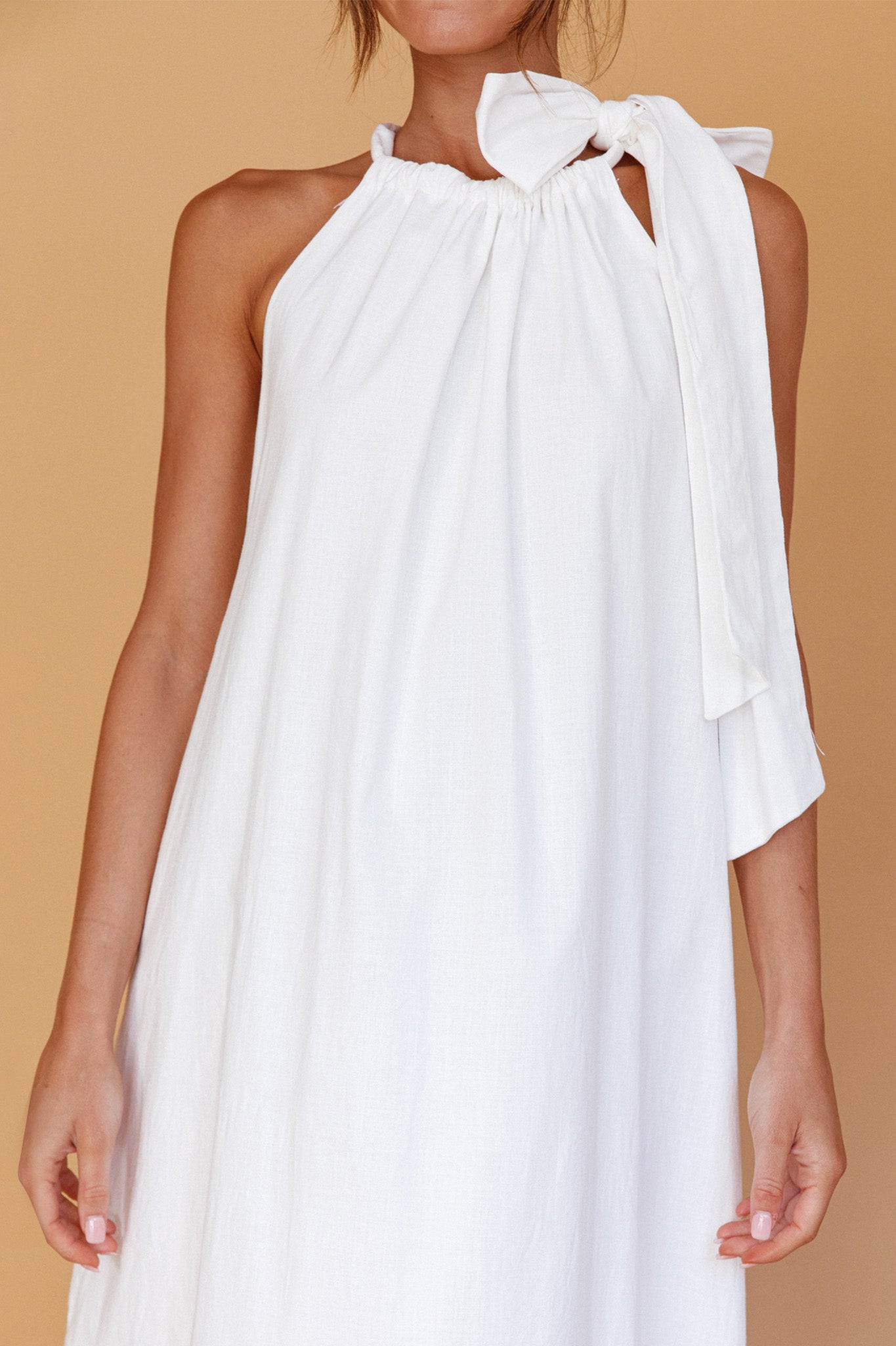 Cruise Shoulder Tie Maxi Dress White by Selfie Leslie