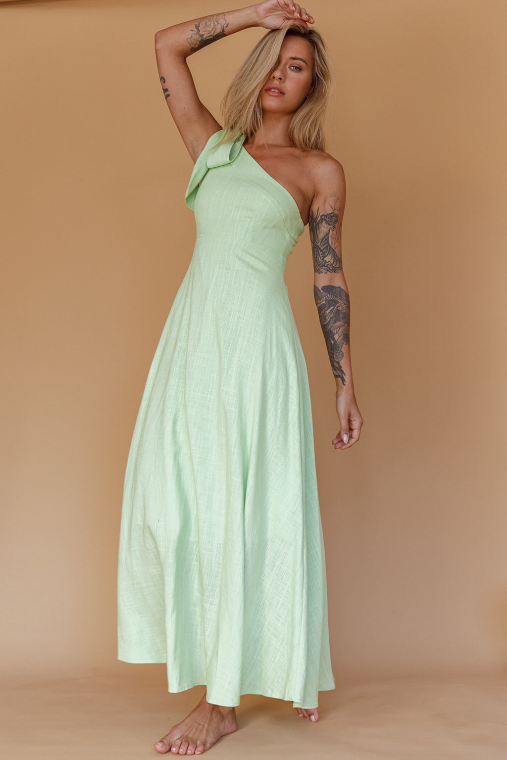 Rigel One-Shoulder Maxi Dress Apple by Selfie Leslie
