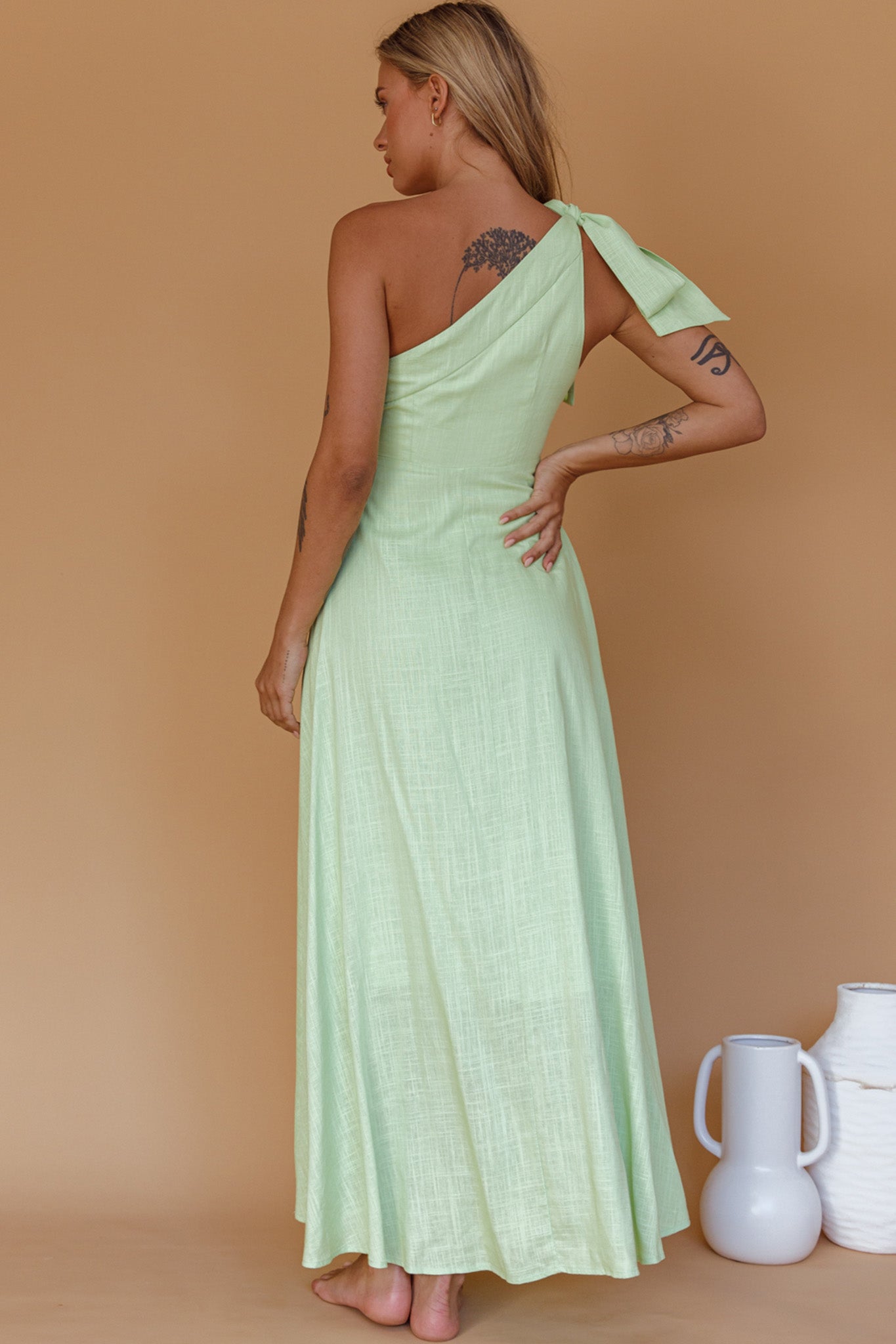 Rigel One-Shoulder Maxi Dress Apple by Selfie Leslie