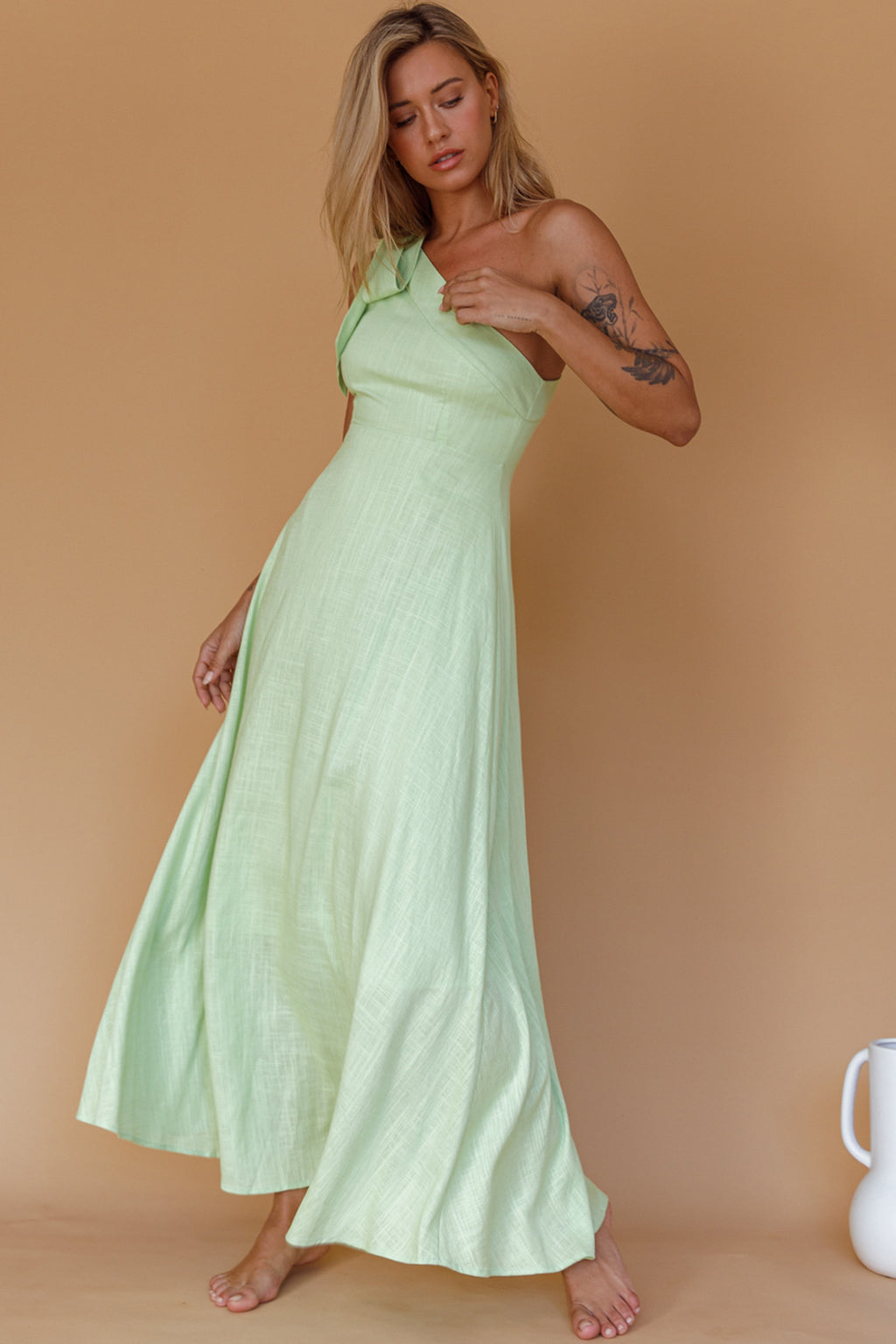 Rigel One-Shoulder Maxi Dress Apple by Selfie Leslie