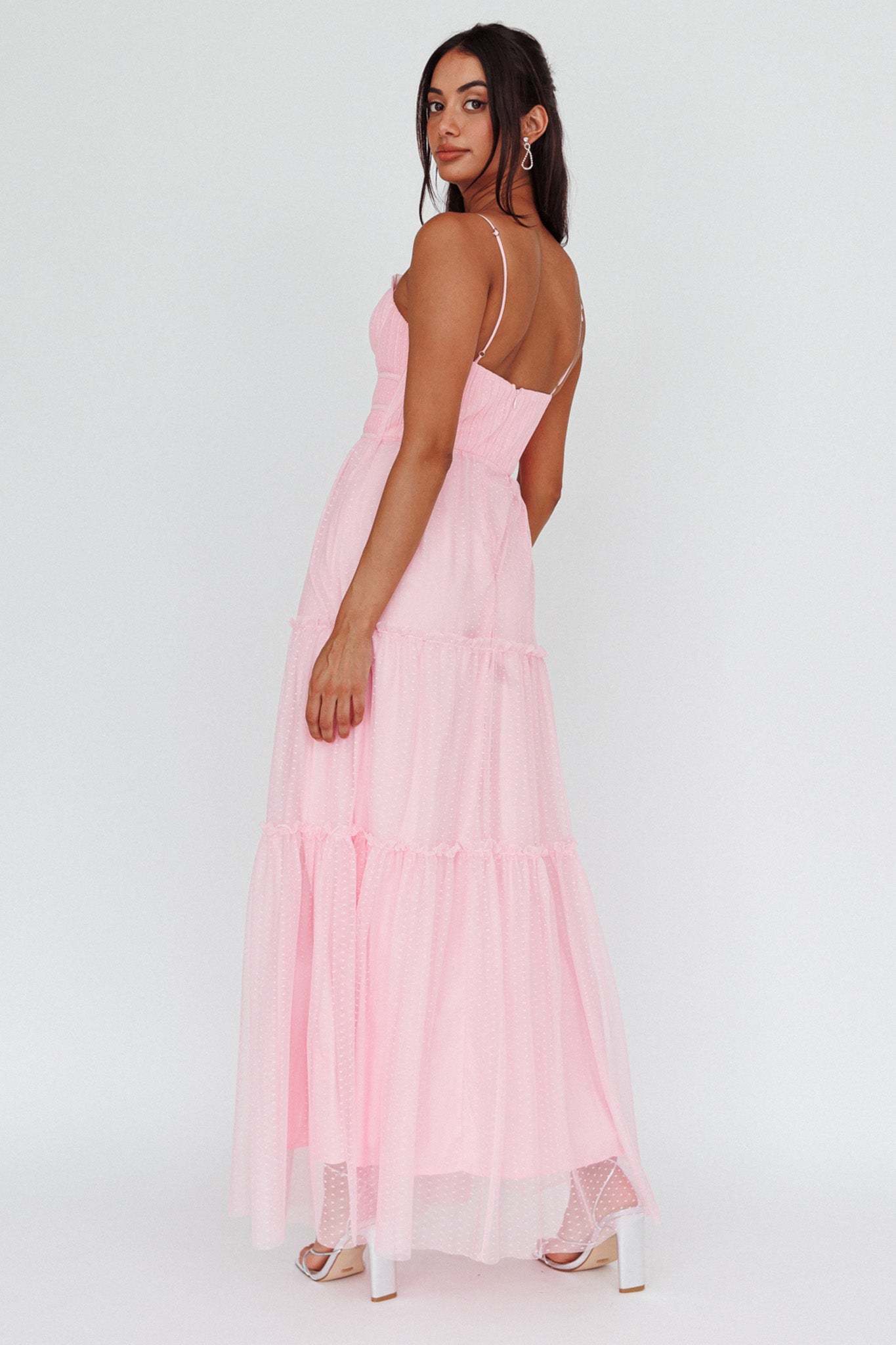 Calla Sweetheart Neckline Hail Spot Midi Dress Pink by Selfie Leslie
