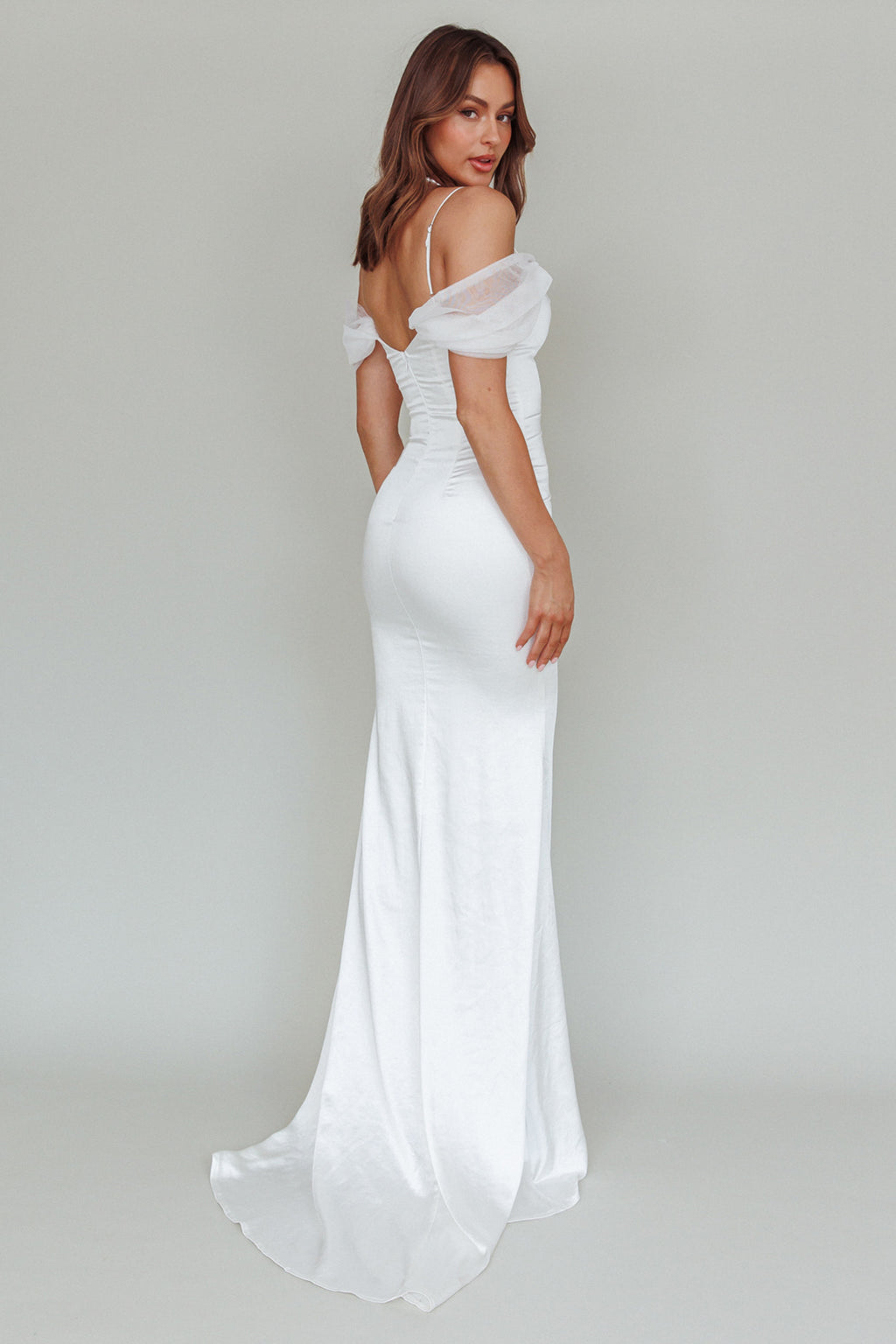 Keila Off-Shoulder Maxi Dress White by Selfie Leslie