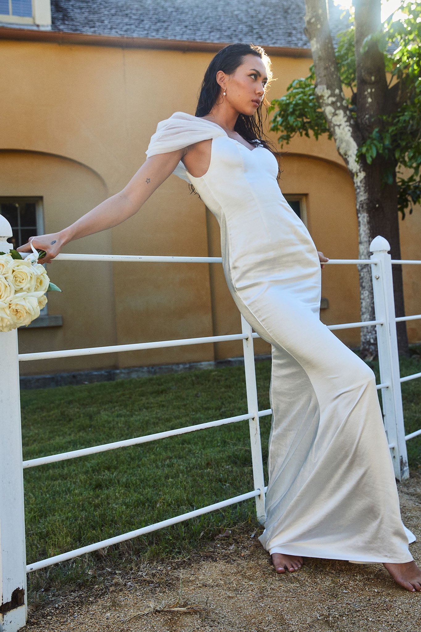 Keila Off-Shoulder Maxi Dress White by Selfie Leslie