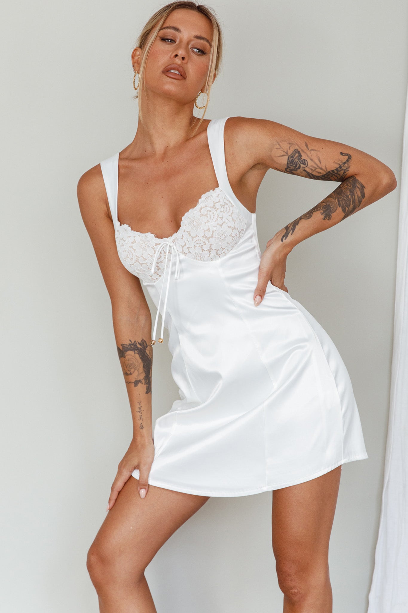 Ti Amo Lace Bust Mini Dress White by Selfie Leslie