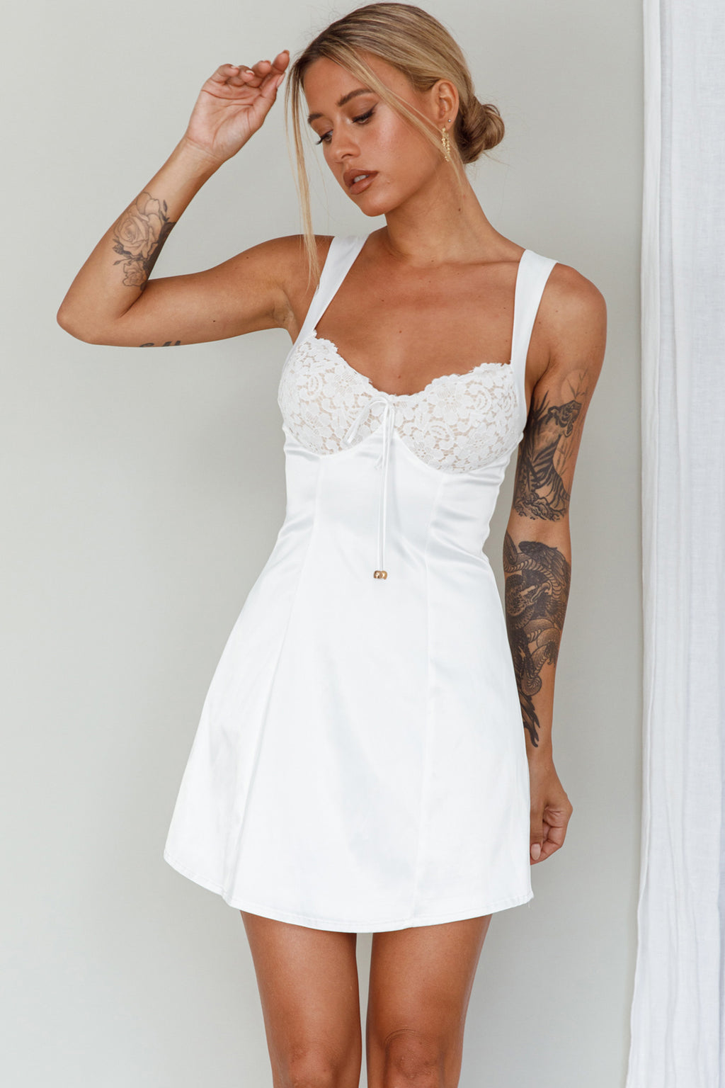 Ti Amo Lace Bust Mini Dress White by Selfie Leslie