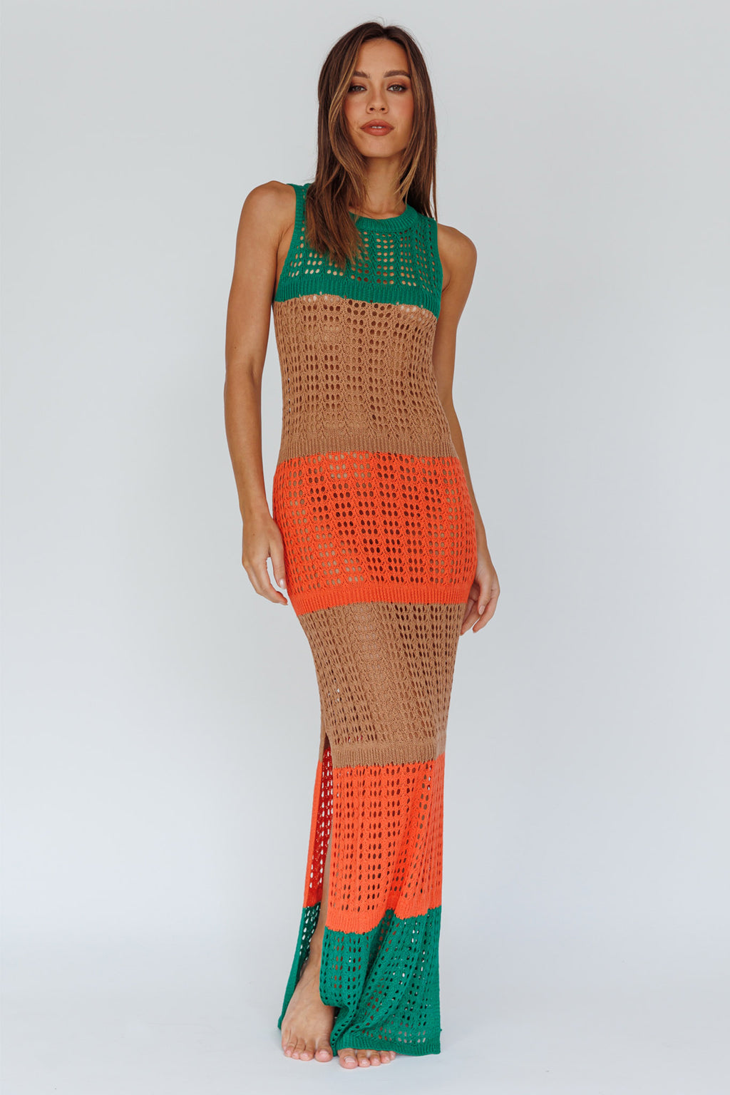Wild Thing Crochet Maxi Dress Green by Selfie Leslie
