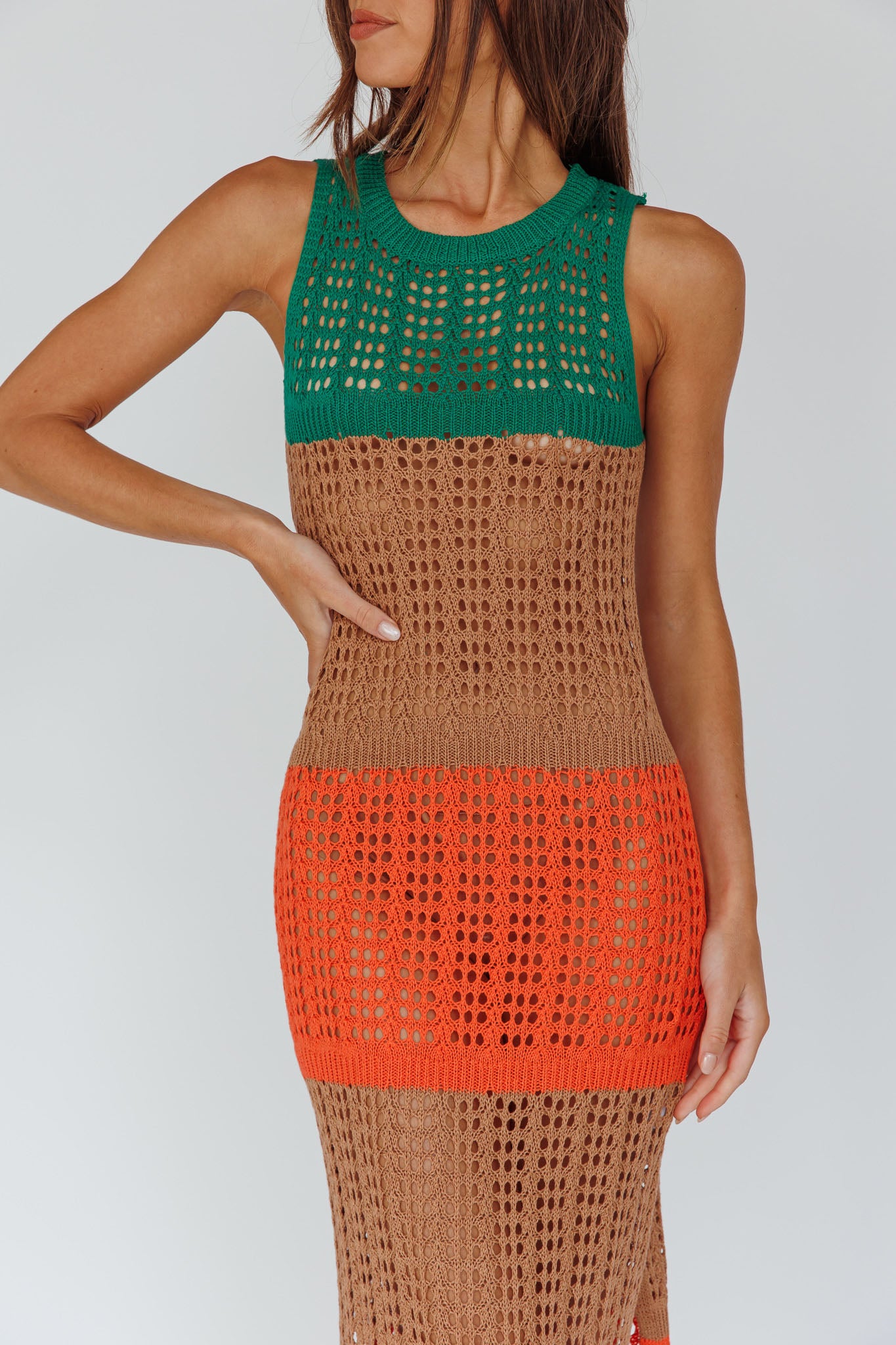 Wild Thing Crochet Maxi Dress Green by Selfie Leslie