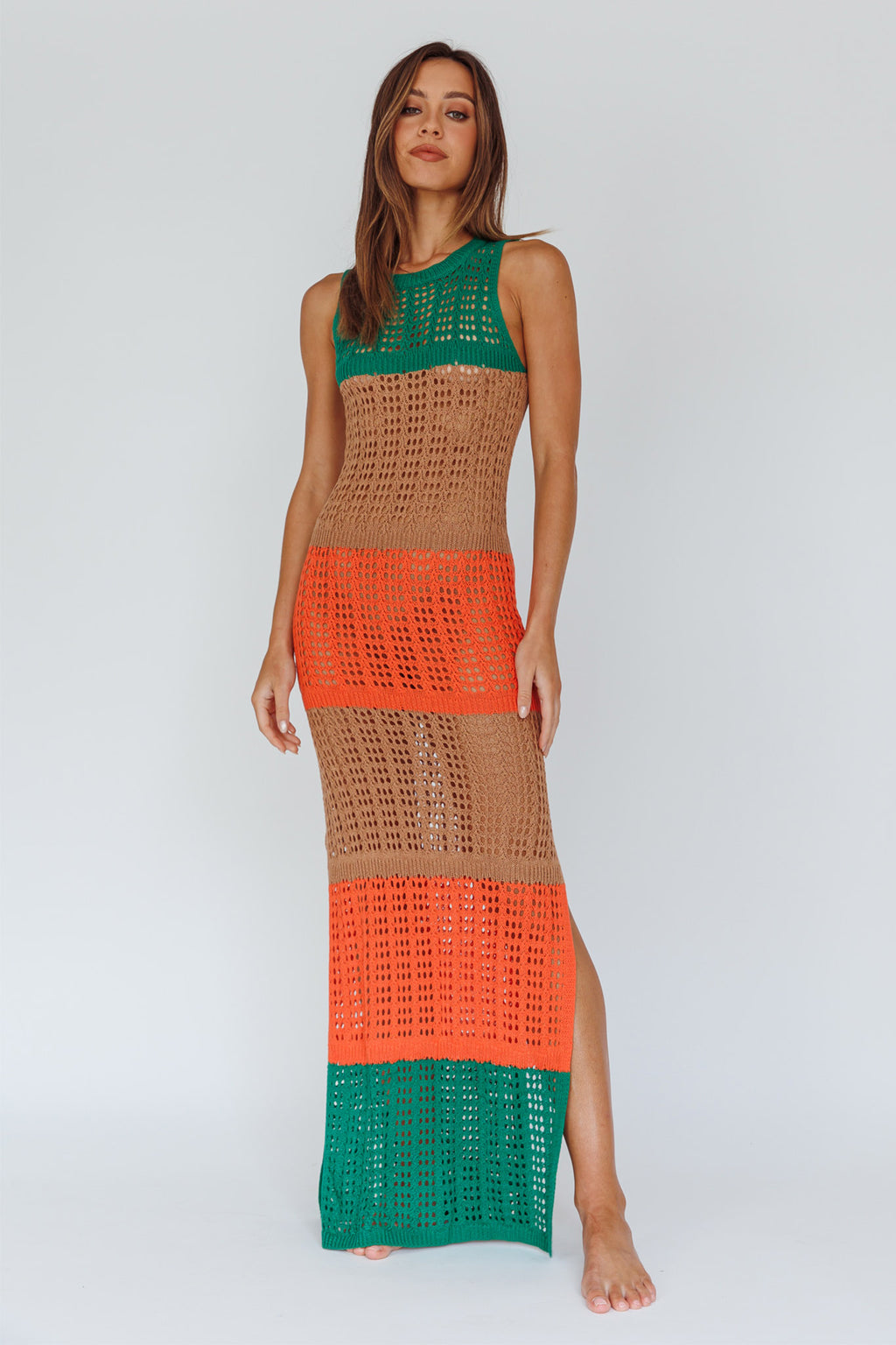 Wild Thing Crochet Maxi Dress Green by Selfie Leslie