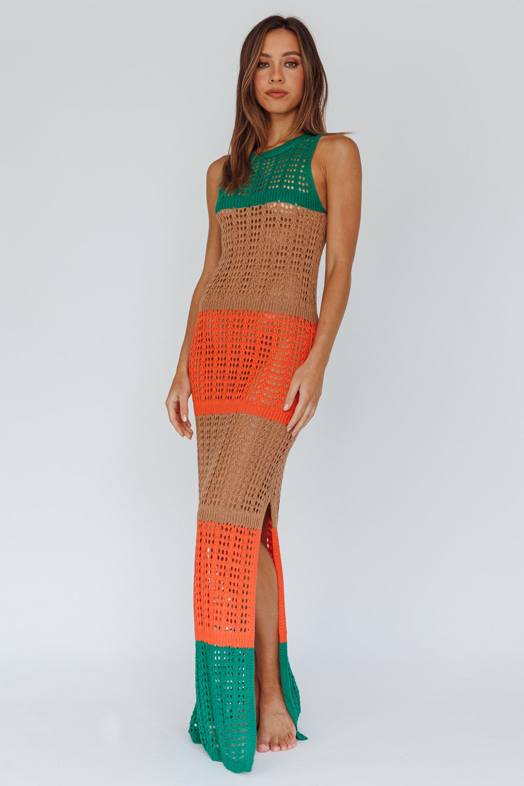 Wild Thing Crochet Maxi Dress Green by Selfie Leslie