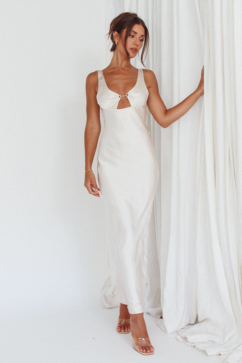 Blushing Beauty Horsebit Accent Maxi Dress Champagne by Selfie Leslie