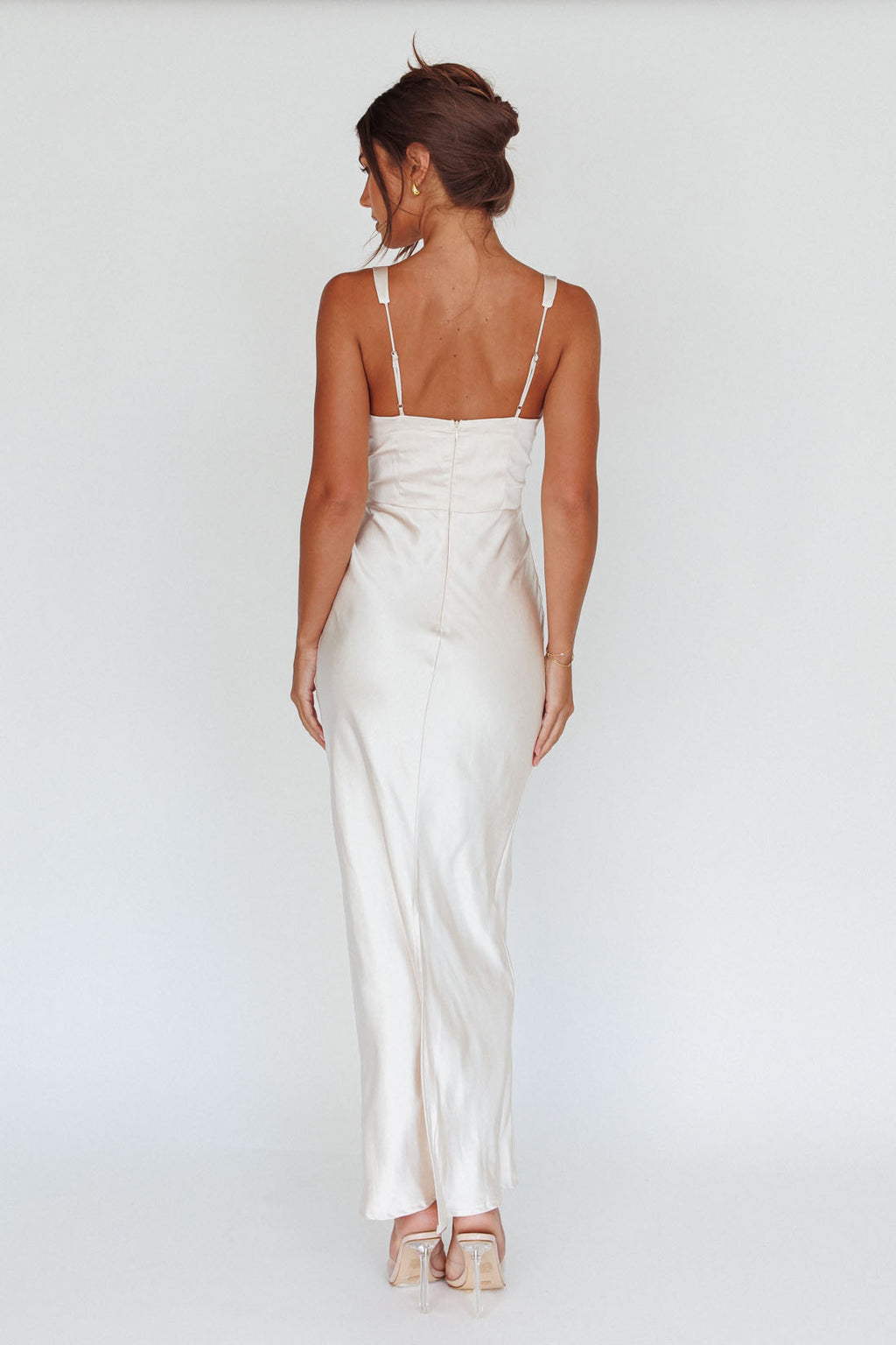 Blushing Beauty Horsebit Accent Maxi Dress Champagne by Selfie Leslie