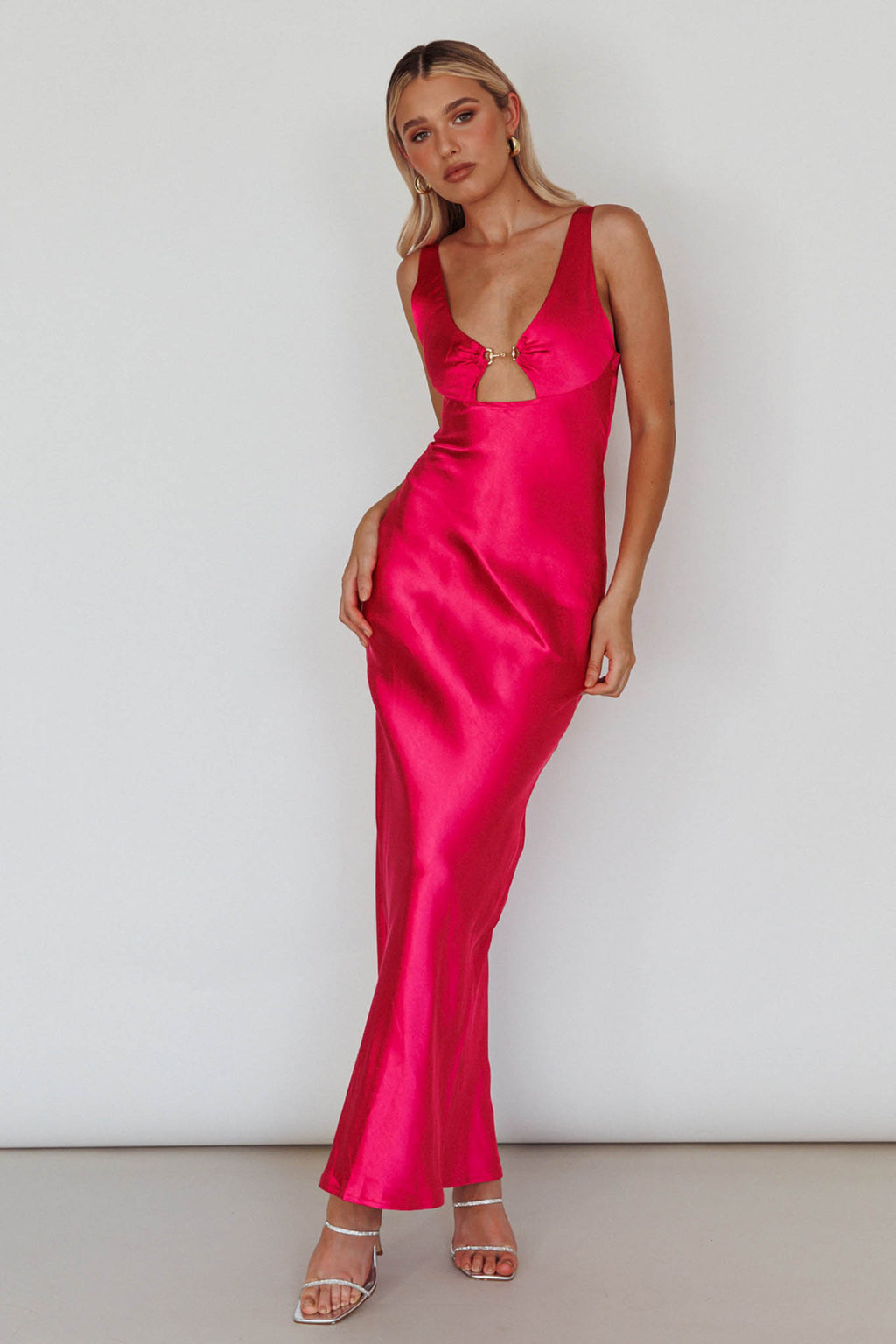 Blushing Beauty Horsebit Accent Maxi Dress Hot Pink by Selfie Leslie
