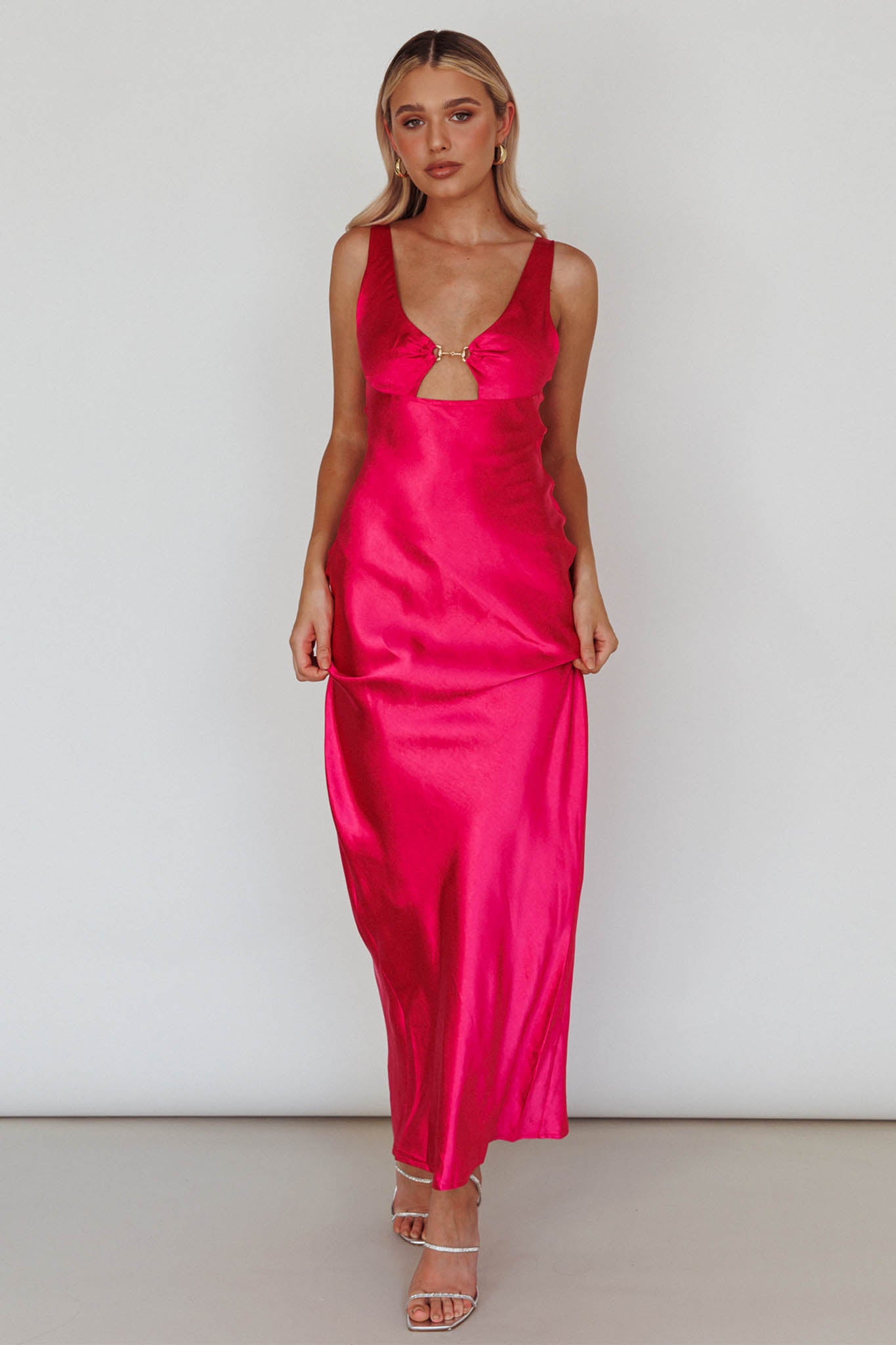Blushing Beauty Horsebit Accent Maxi Dress Hot Pink by Selfie Leslie