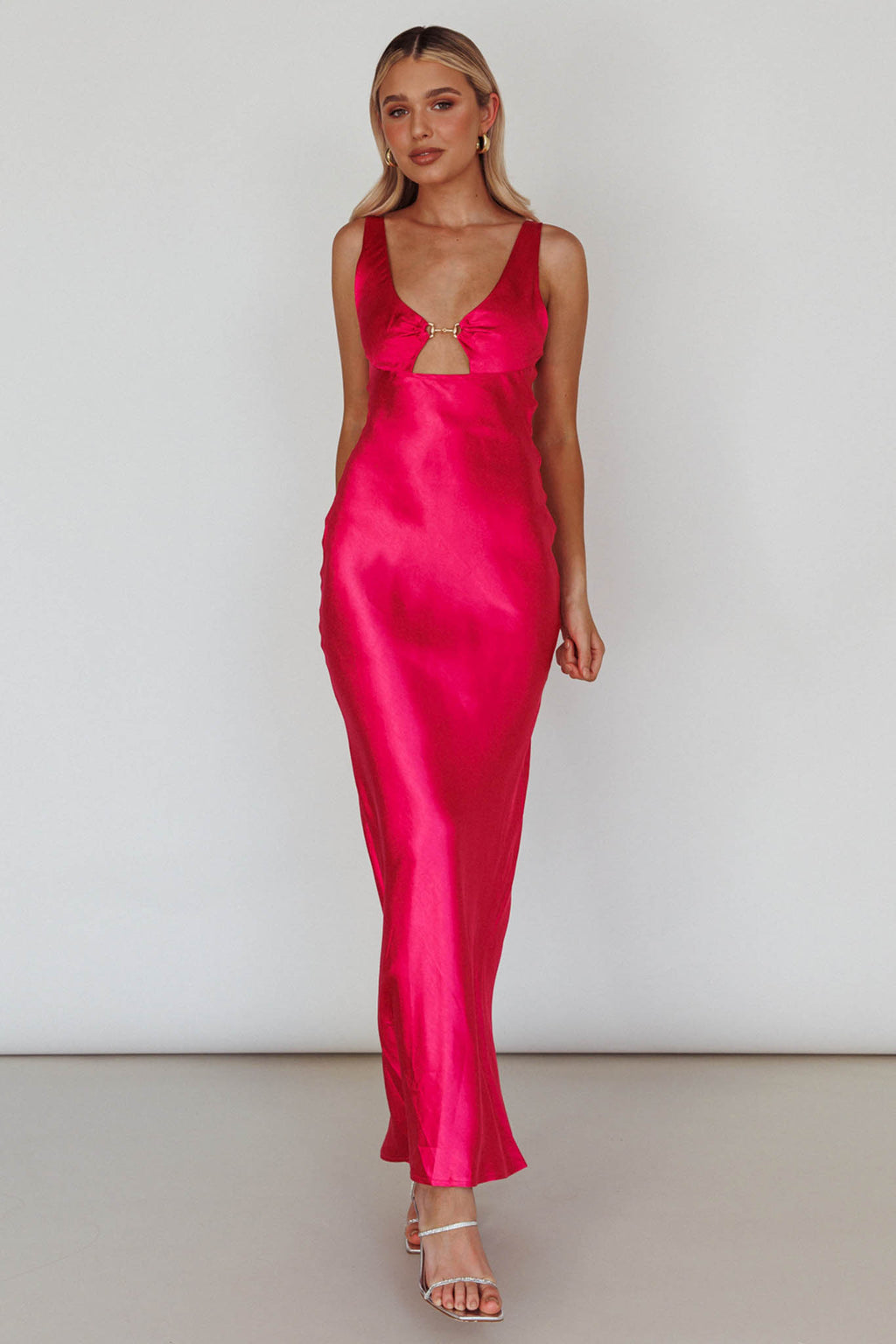 Blushing Beauty Horsebit Accent Maxi Dress Hot Pink by Selfie Leslie