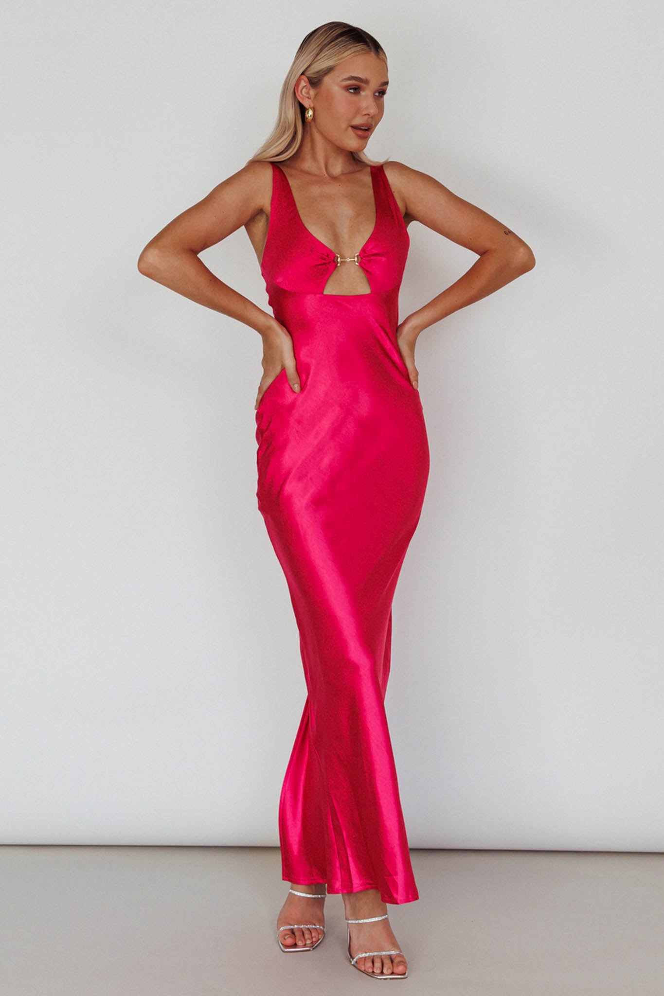 Blushing Beauty Horsebit Accent Maxi Dress Hot Pink by Selfie Leslie