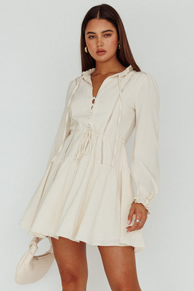 Waverly Long Sleeve Mini Dress Beige– Selfie Leslie