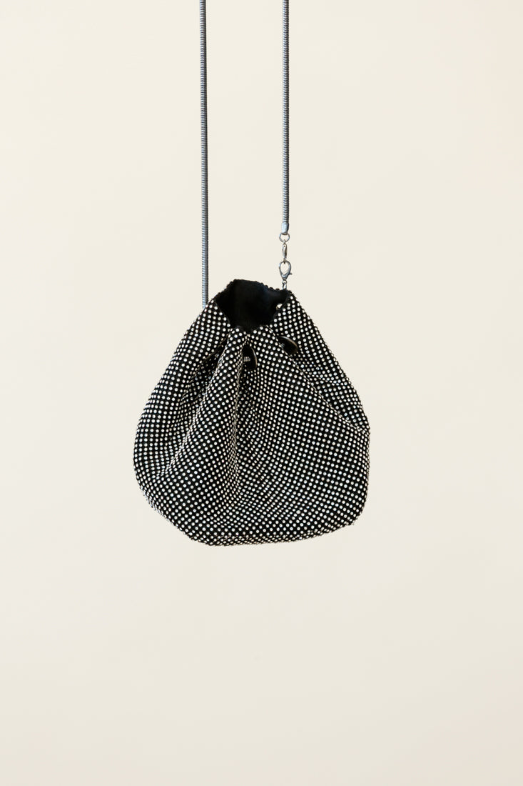 Own The Night Diamante Mesh Bag Black by Selfie Leslie