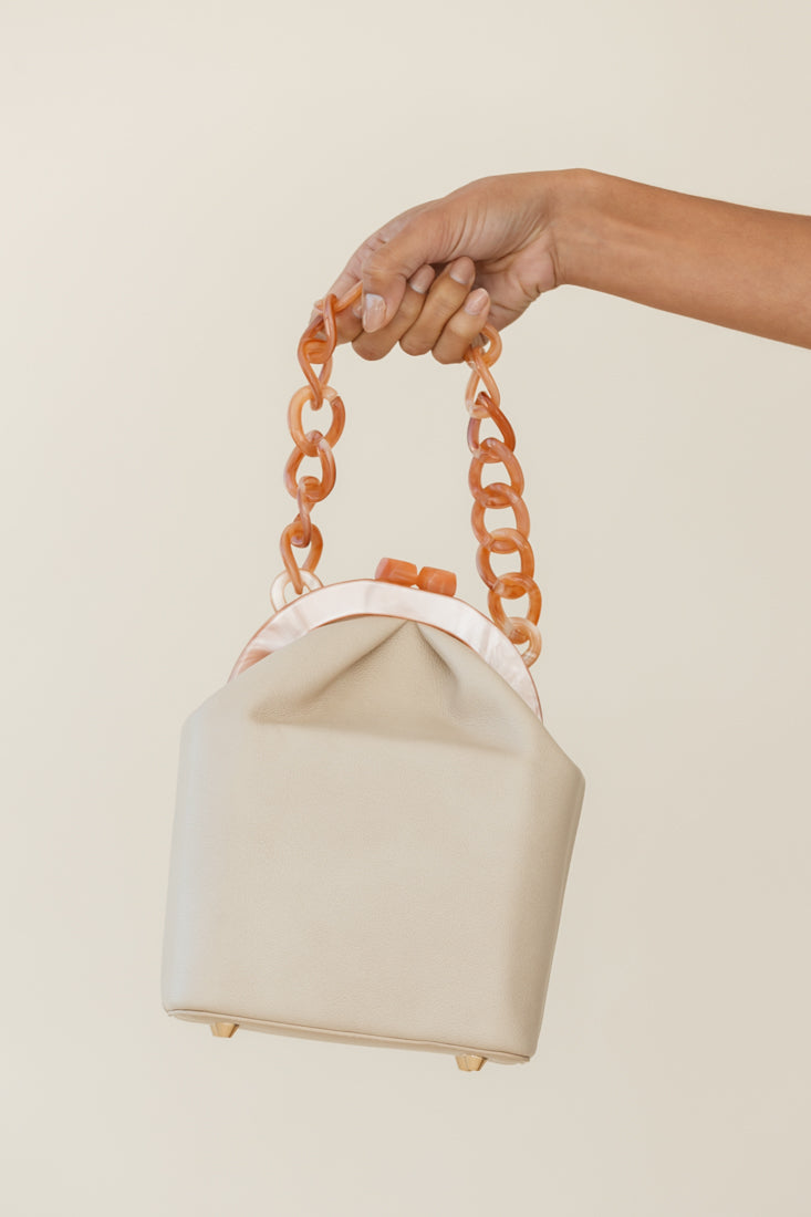 Kerrie Kiss-Lock Box Bag Beige by Selfie Leslie