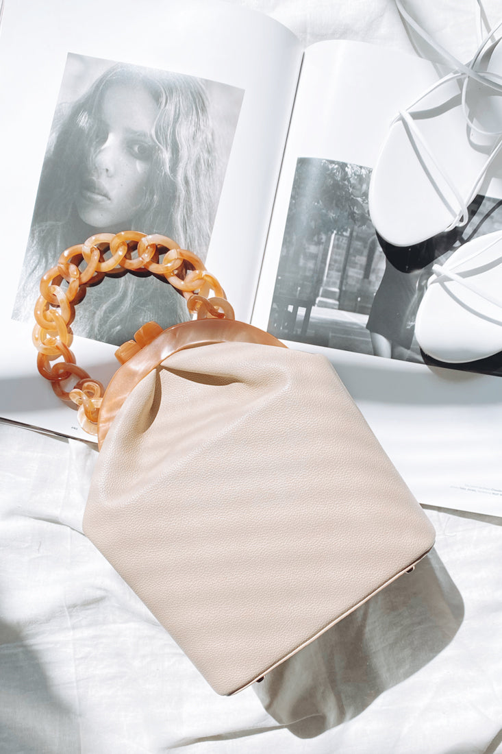 Kerrie Kiss-Lock Box Bag Beige by Selfie Leslie