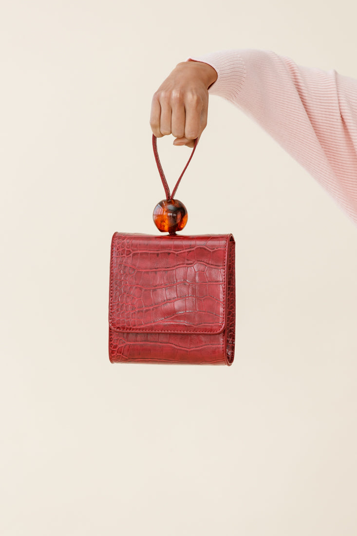 Audrey Wrist Strap Bead Purse Wine by Selfie Leslie