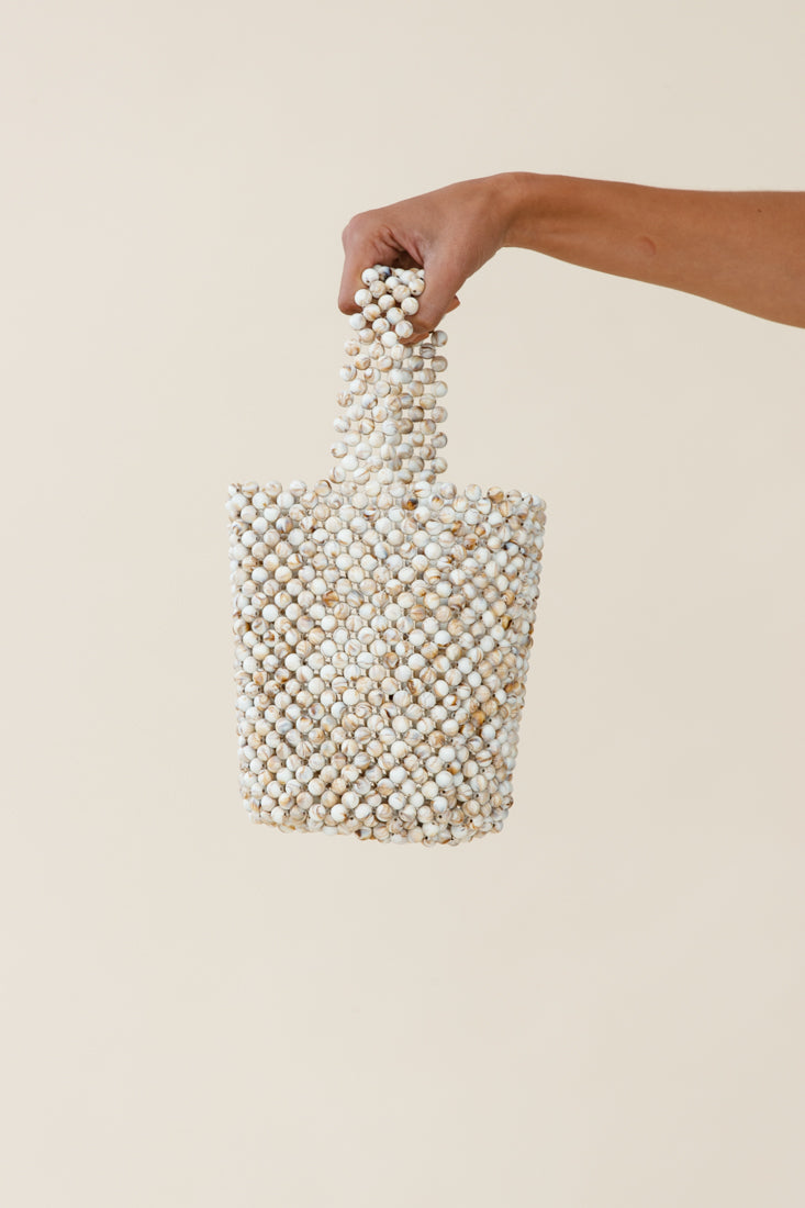 Noosa Beaded Bucket Bag Beige by Selfie Leslie