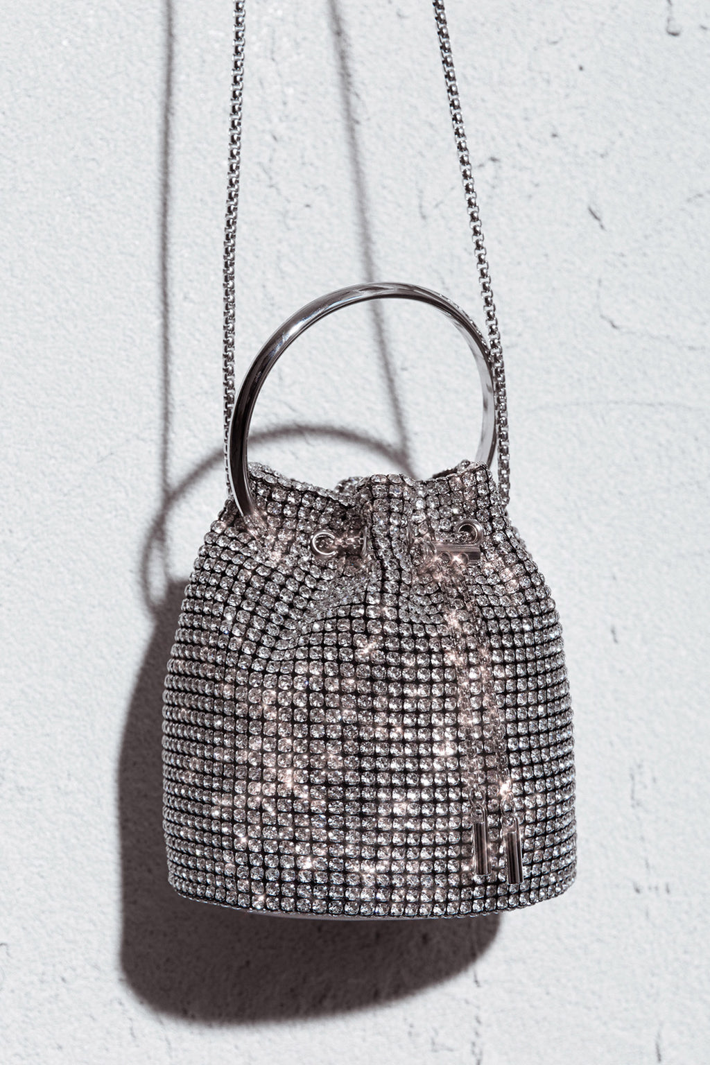 Fifth Avenue Diamante Bucket Bag Silver by Selfie Leslie