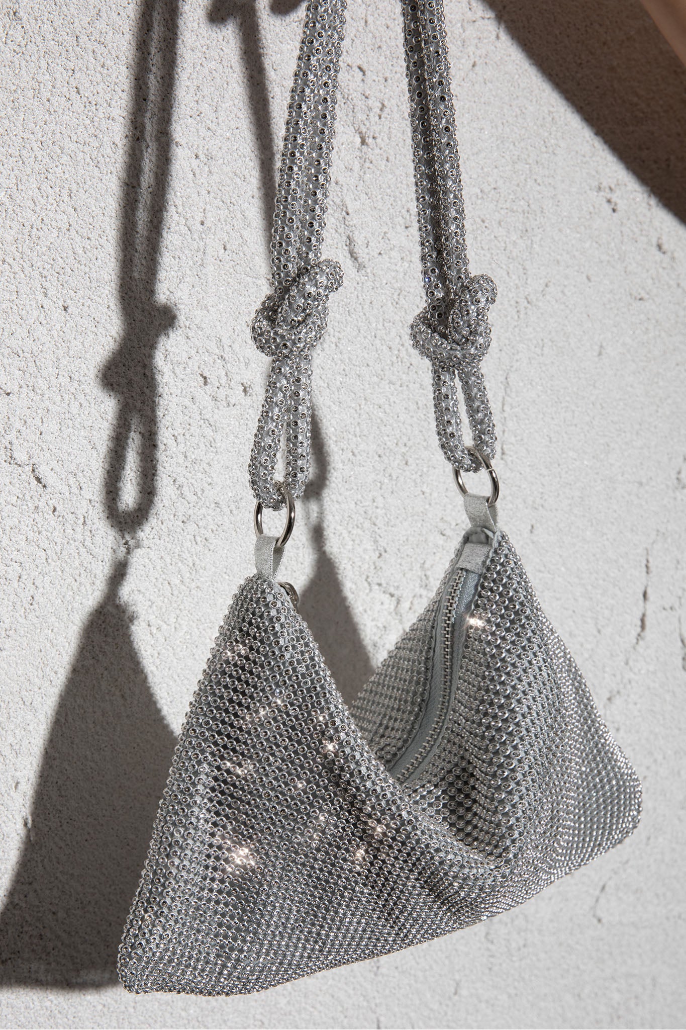 Harper Knot Strap Diamante Bag Silver by Selfie Leslie