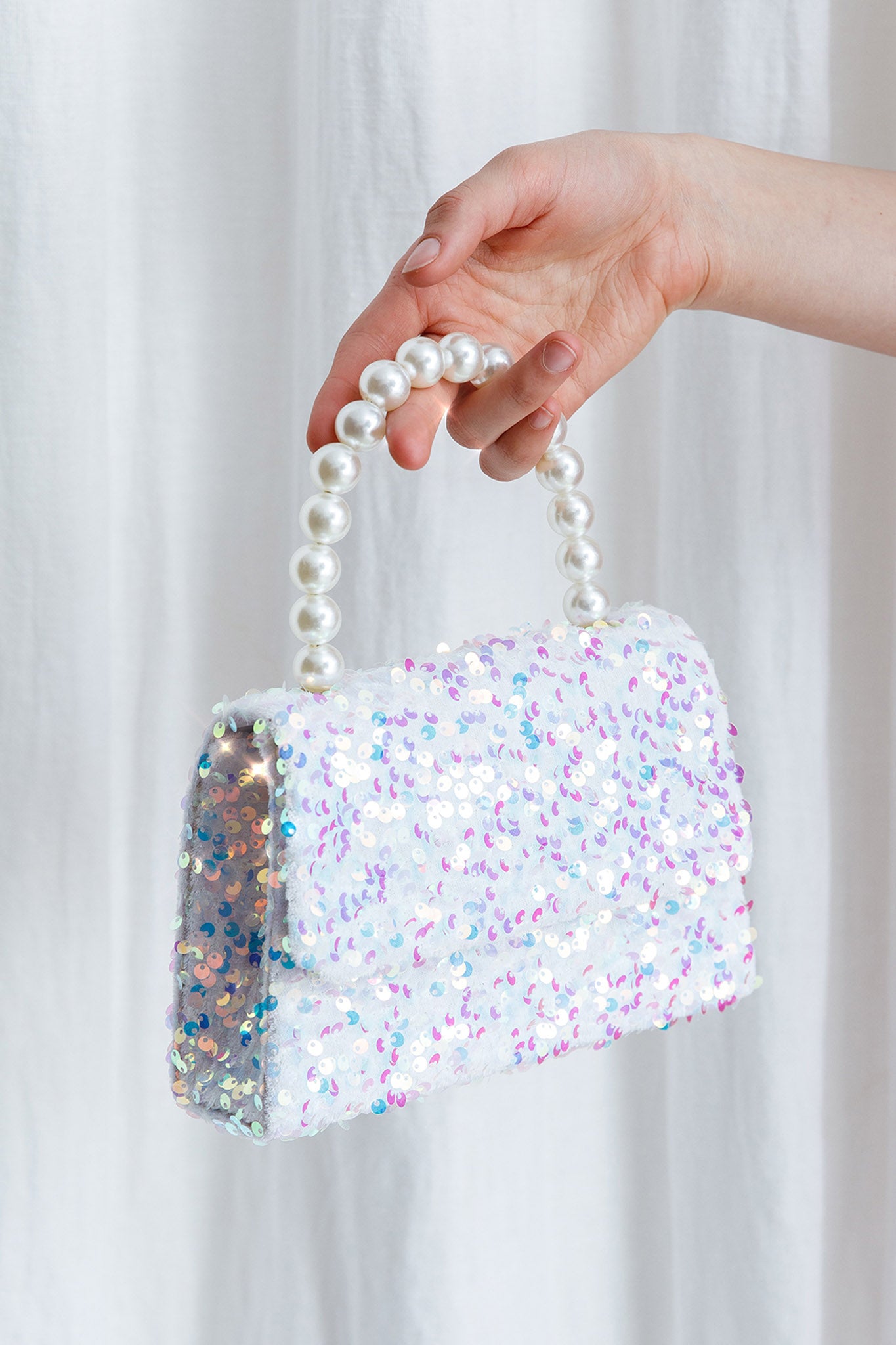 Wonderland Pearl & Sequin Purse White by Selfie Leslie